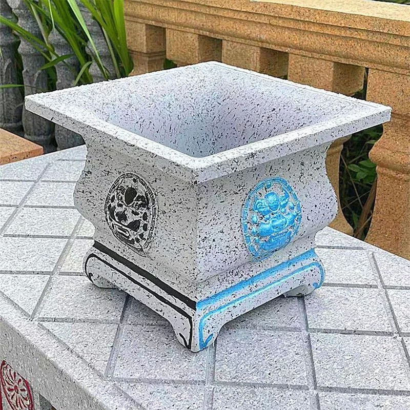 Concrete Outdoor Planter Plastic Mold Square Vase Flower Pots Casting DIY Moulds