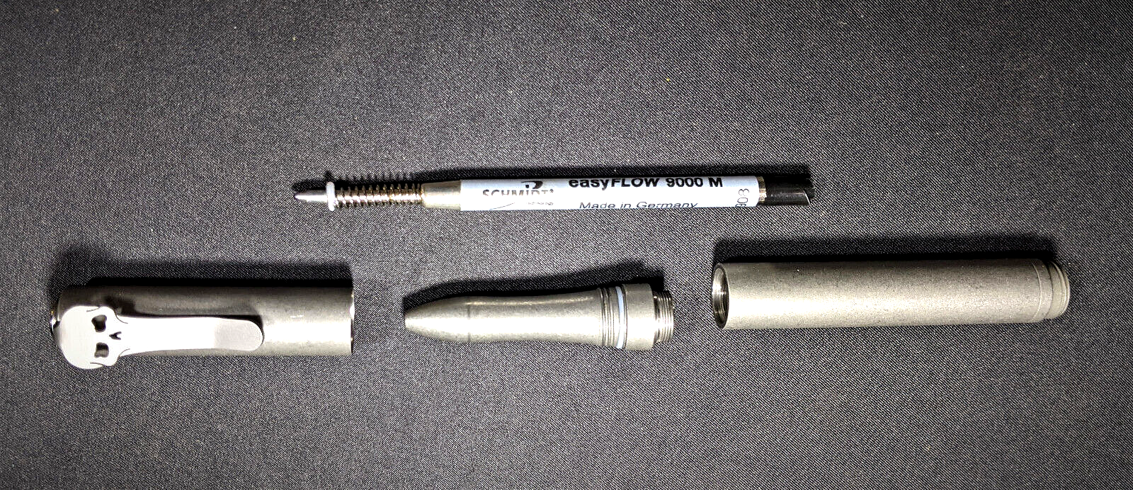 Chaves Grey Titanium Clip Pen With Screw Cap Schmidt Easy Flow Black Ink