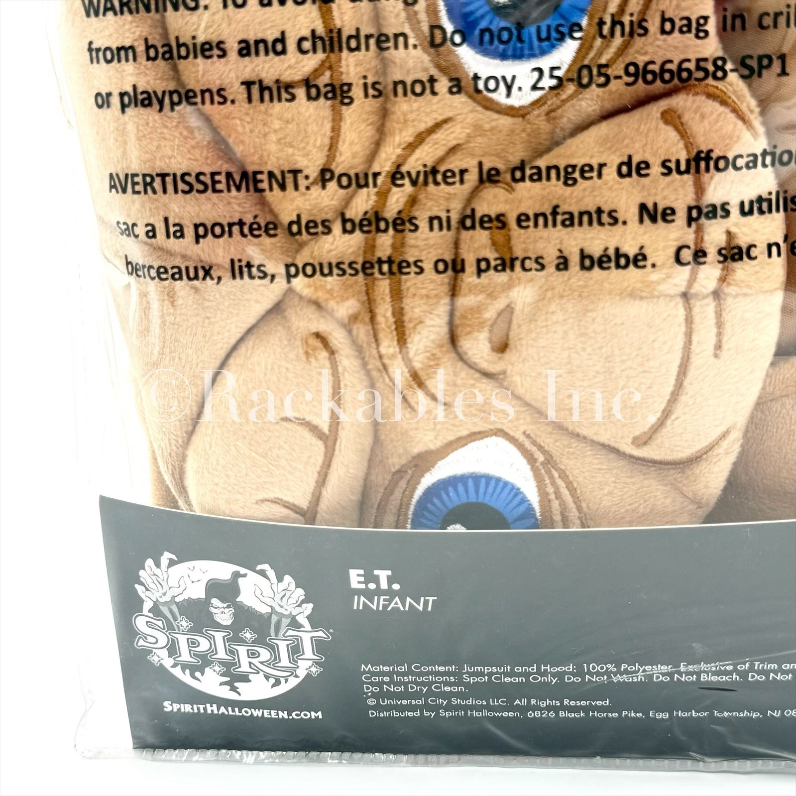 Spirit Halloween Baby E.T. Jumpsuit Costume E.T. The Extra-Terrestrial Size Vary