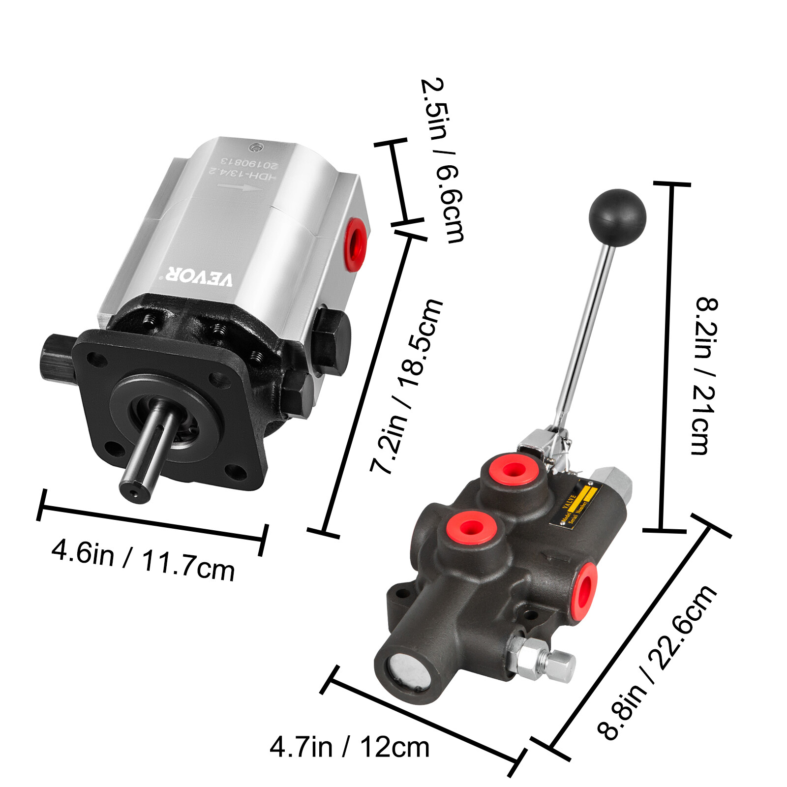Hydraulic Log Splitter Kit,16 GPM 2 Stage Pump &25 GPM Auto Control Detent Valve