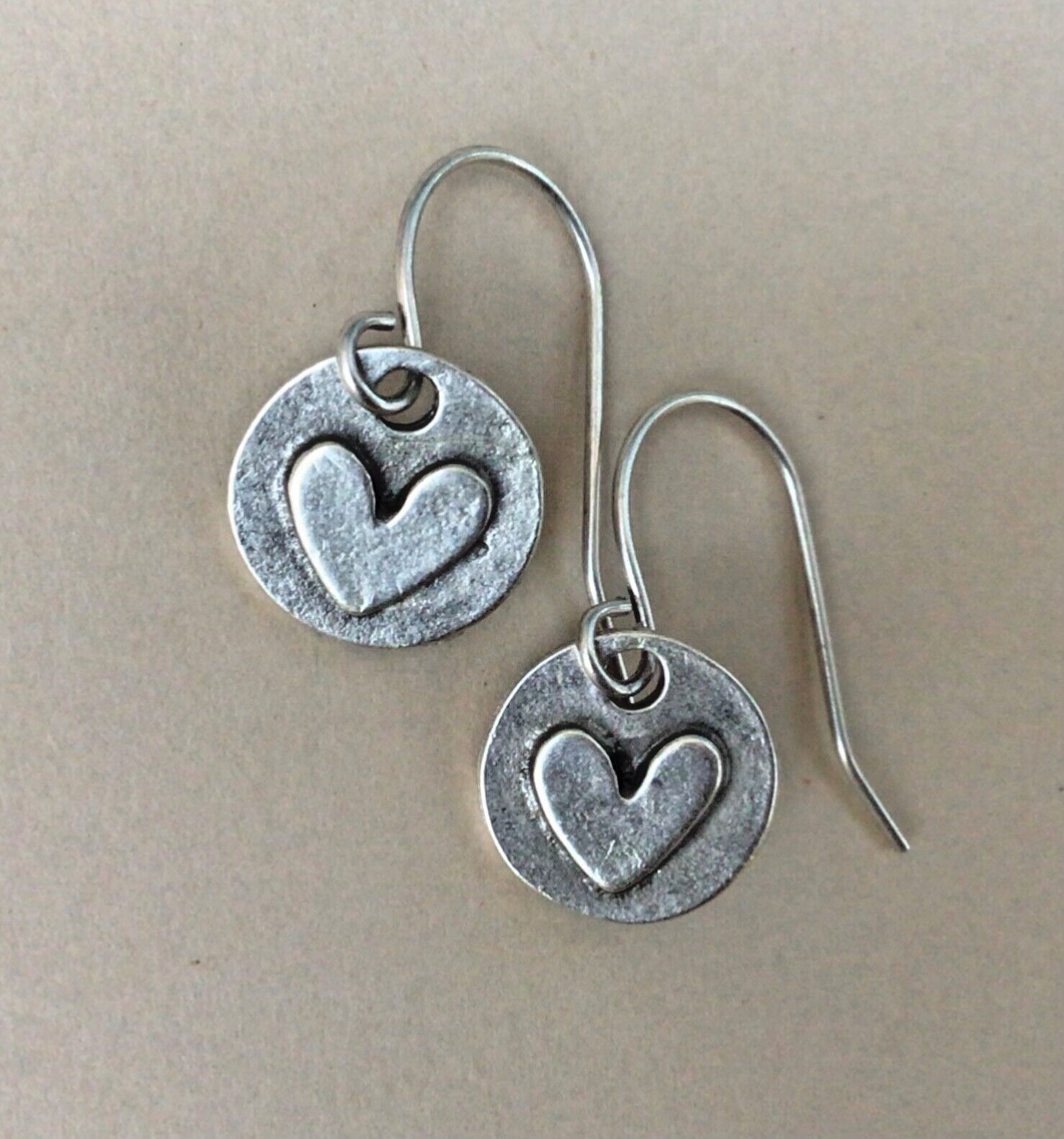 Handcrafted Sundance Charm Artisan jewelry Handmade Earrings Hammered Heart