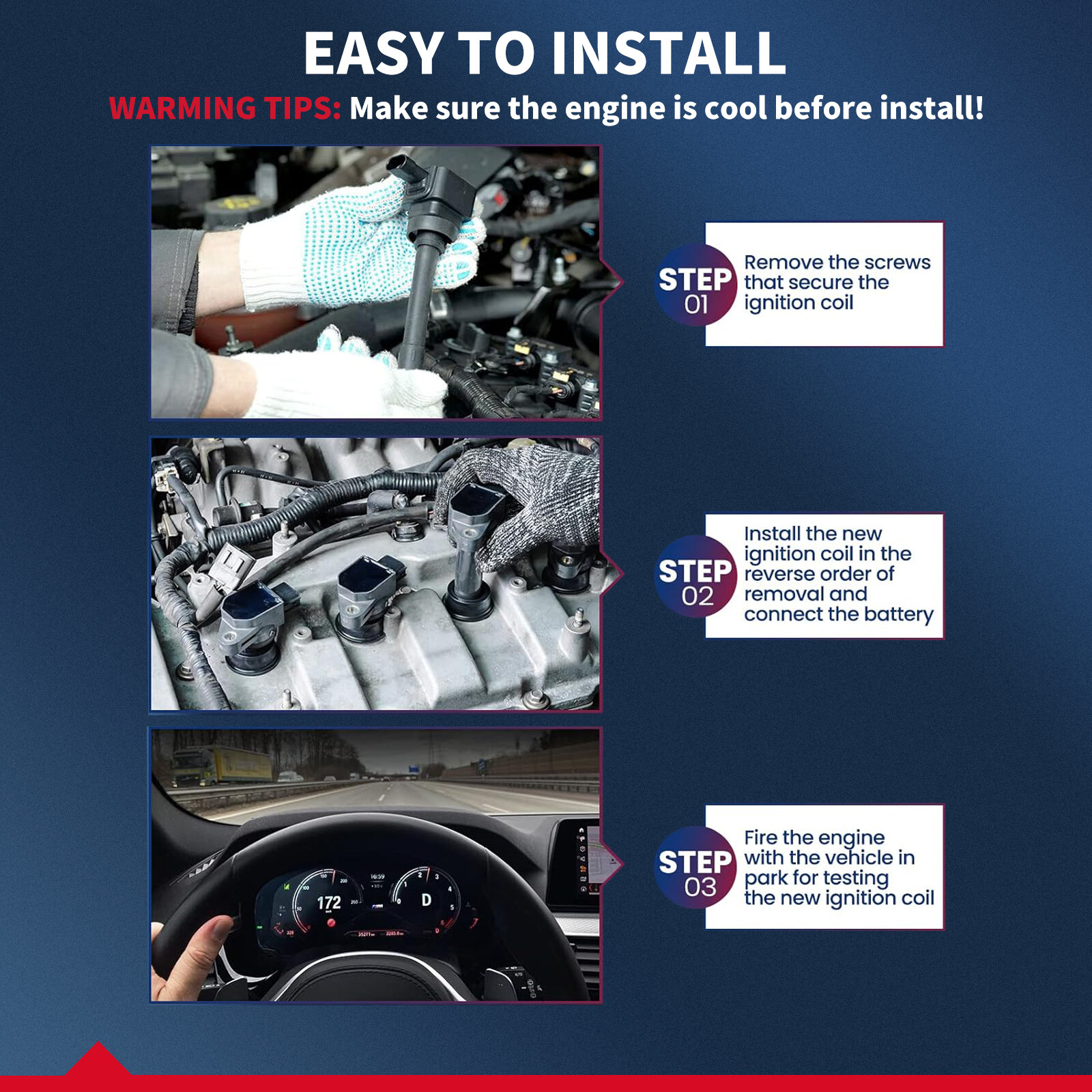 UF262 8X Ignition Coil & Plug & Blue Wire For Chevy Silverado GMC 4.8/5.3/6.0L