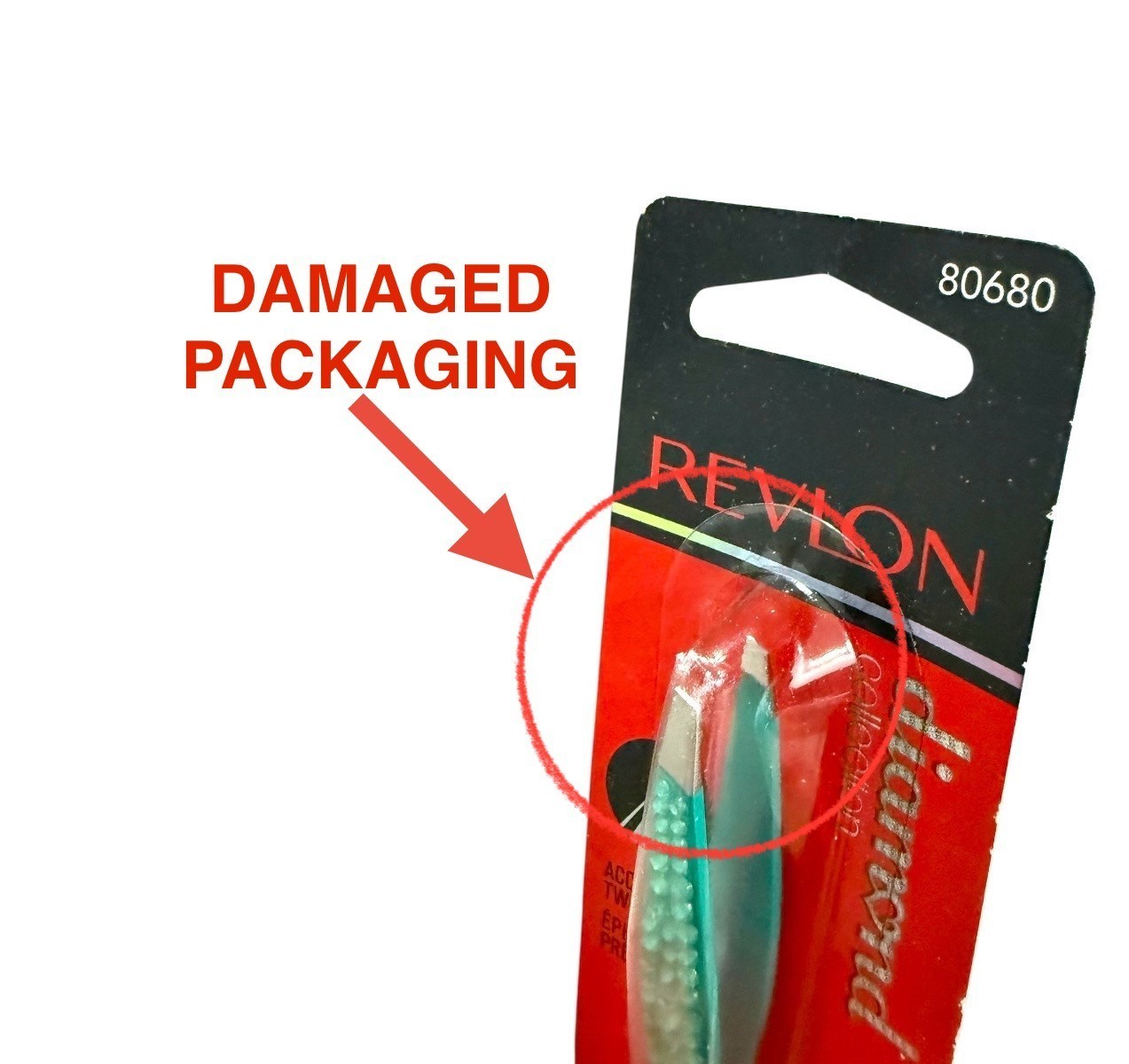 2X Revlon Diamond Collection Slant Tweezer Green *Damaged Packaging-See Pics*
