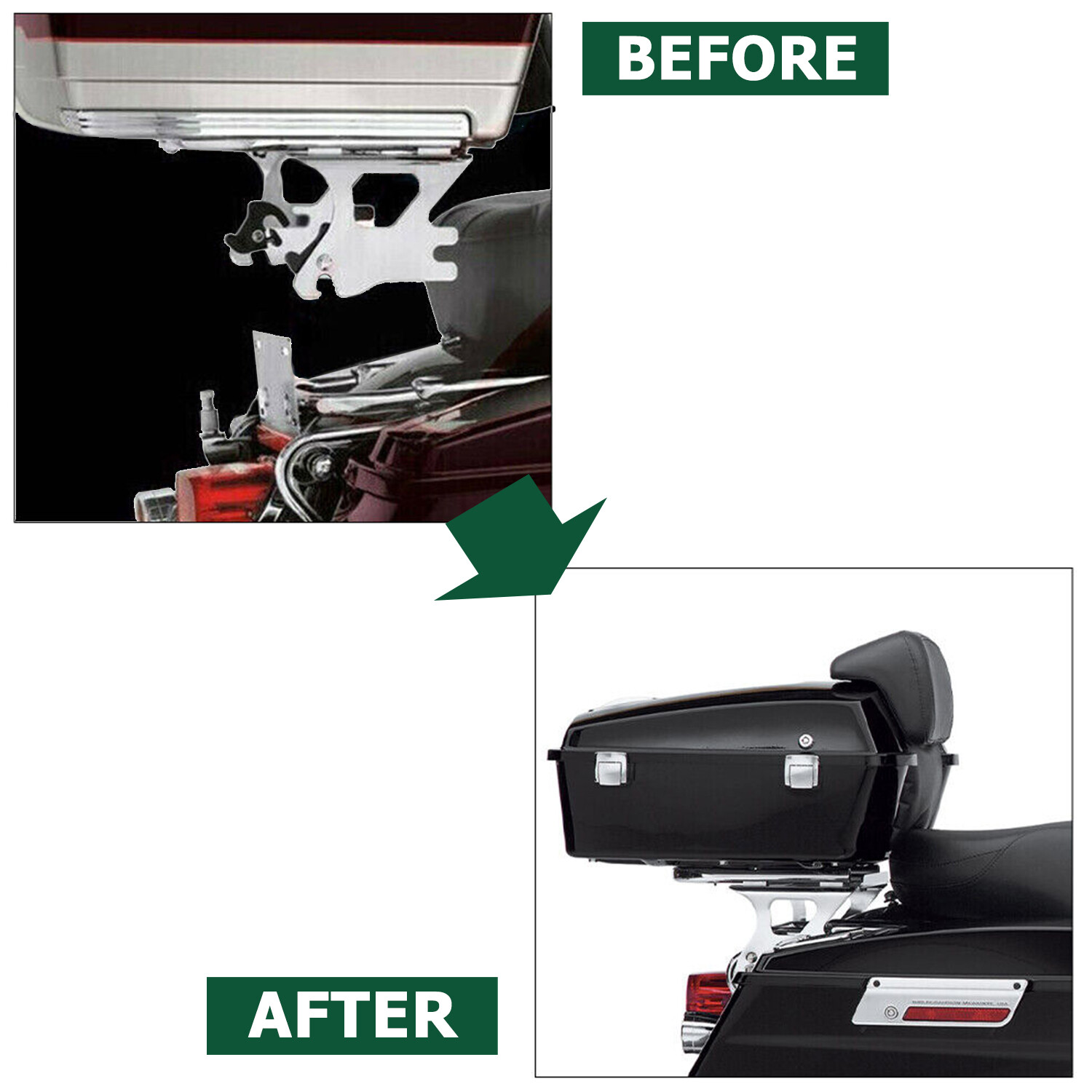 Detachable Two-Up Tour Pack Mount Luggage Rack +Docking For 97-08 Harley Touring