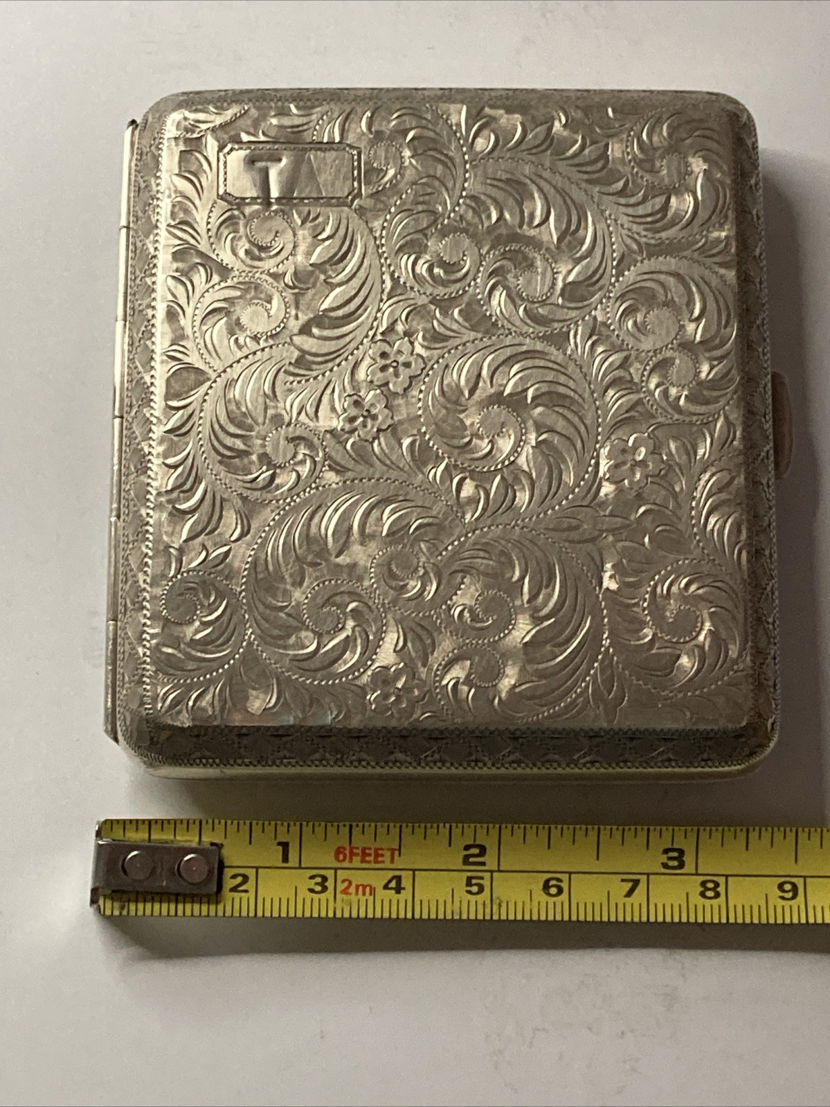 Sterling Silver .950 Cigarette Case Vintage Engraved~Made In Japan(130.5 Grams)