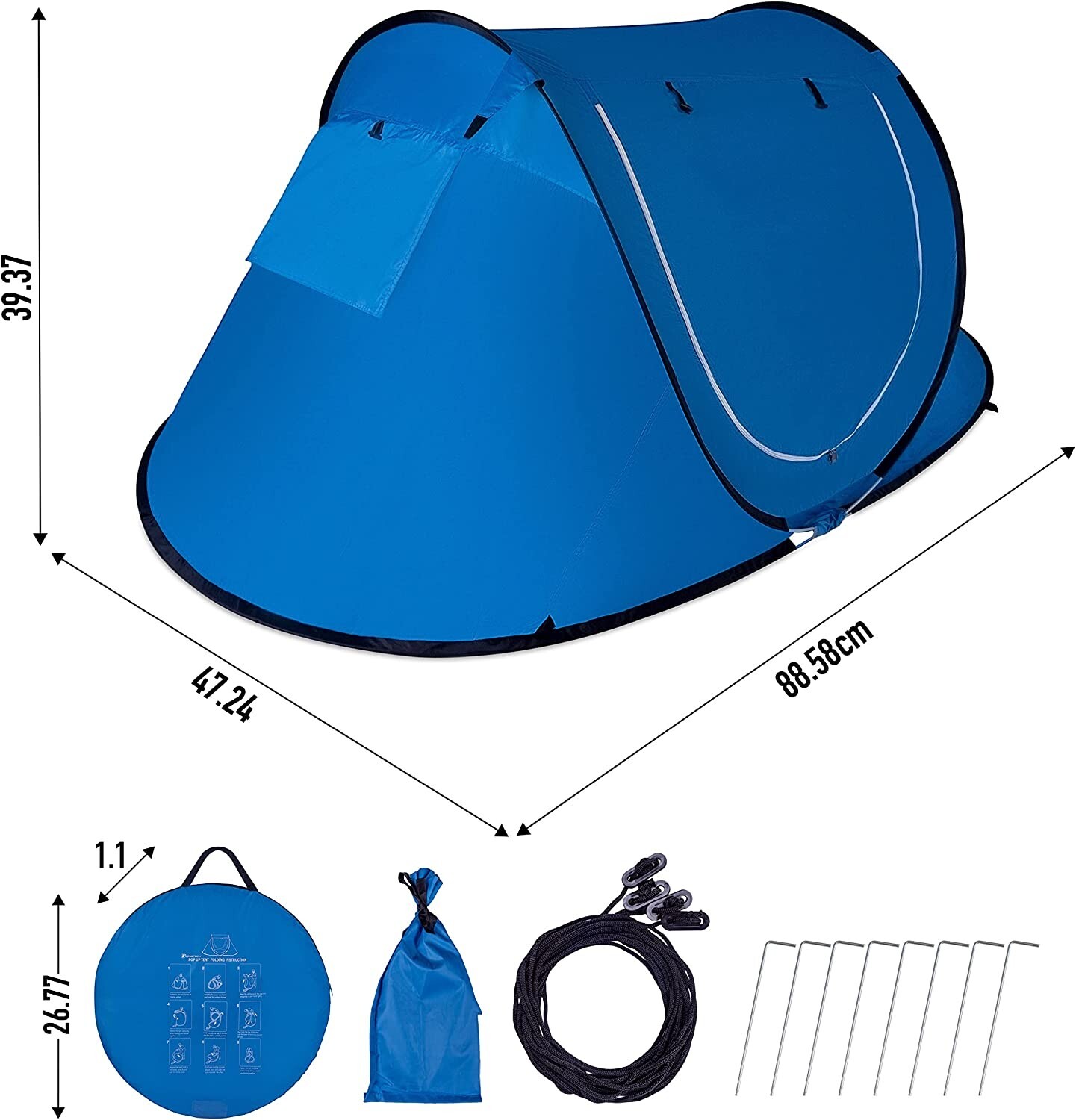 Zone Tech Portable Pop Up Tent Easy Set up 3-4 Person Sunshade Shelter