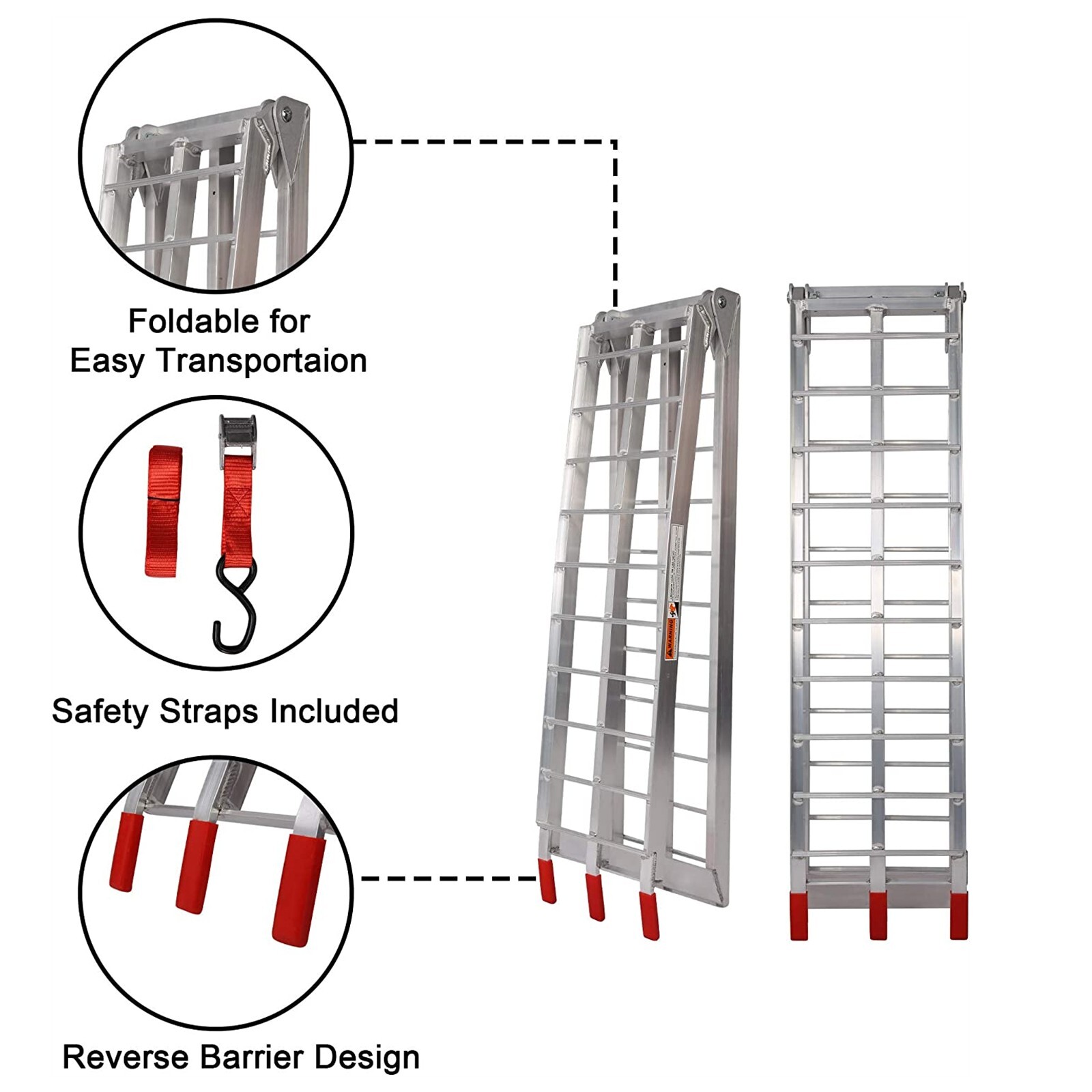 VILOBOS 7.5' Set of 2 Truck ATV Folding Aluminum Loading Ramps 1500 lbs Capacity