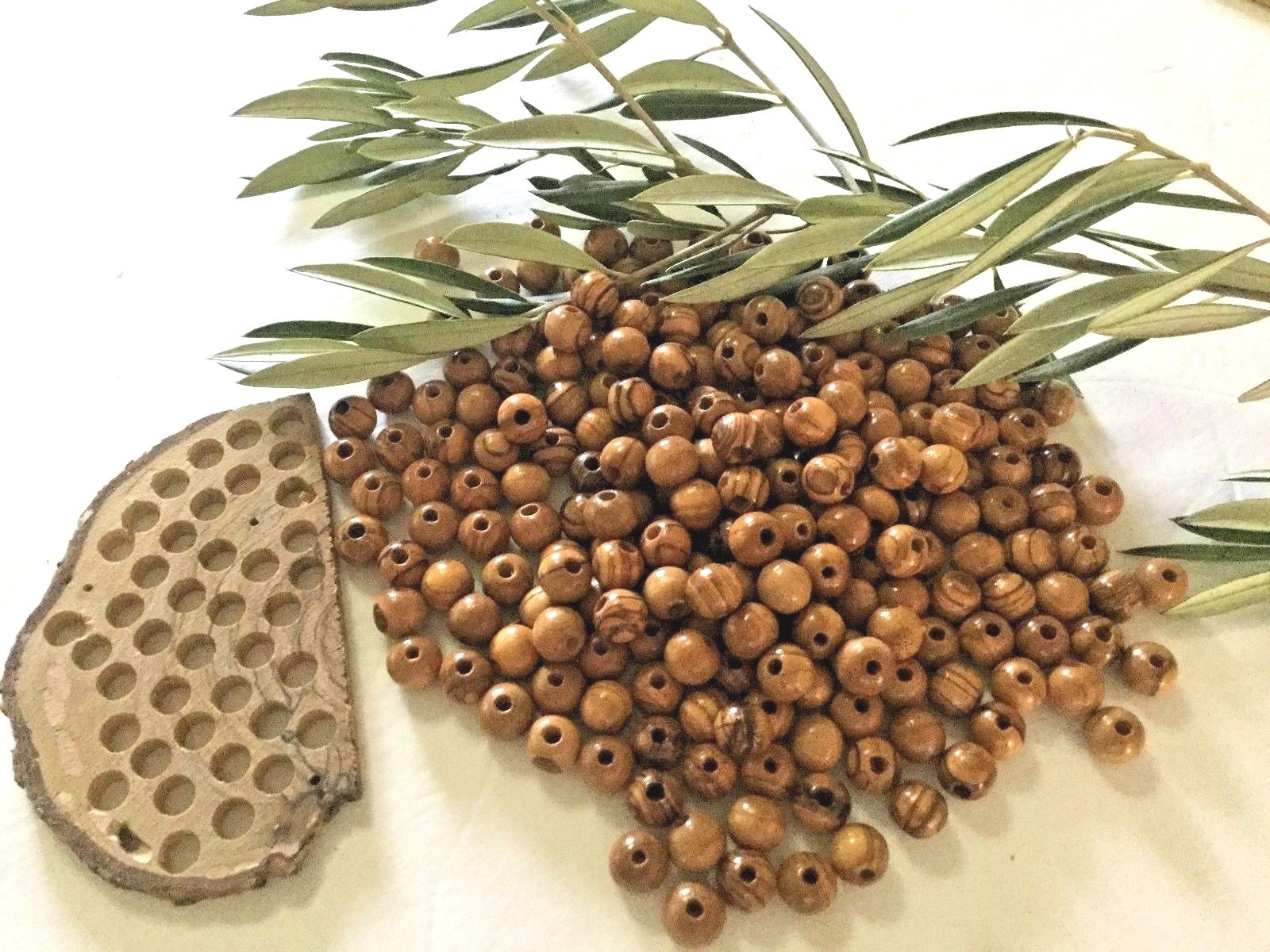 Olive Wood Round Beads Polished Rosary Jewelry Holy land Bethlehem Jerusalem