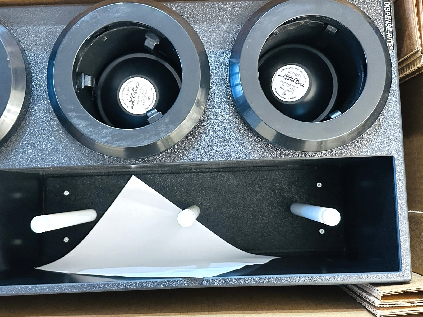 NEW! Dispense-Rite Countertop Cabinet STL-DL-3BT Cup & Domed Lid Dispensers