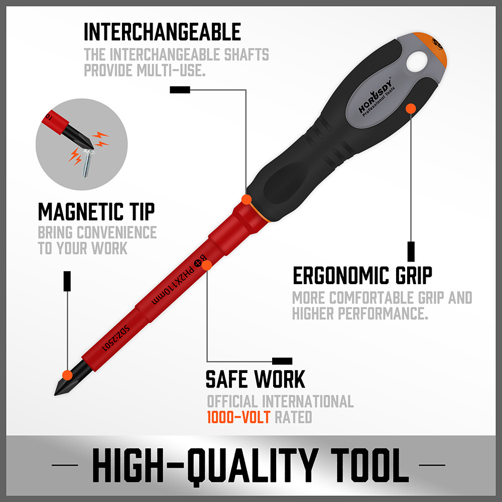 10pc Electrician's Insulated Magnetic Electrical Hand Screwdriver Tool Set New