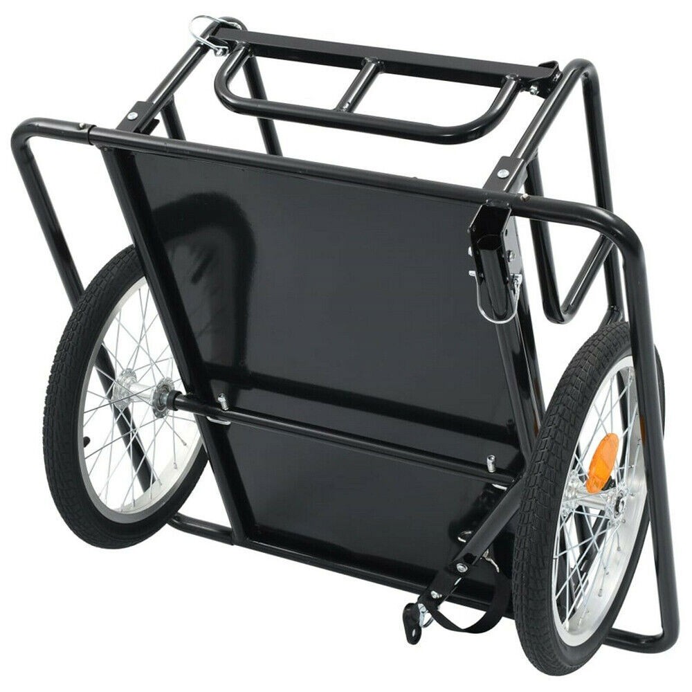 Large Bicycle Bike Cargo Trailer Foldable 110lbs Max Load Steel Carrier For Shop