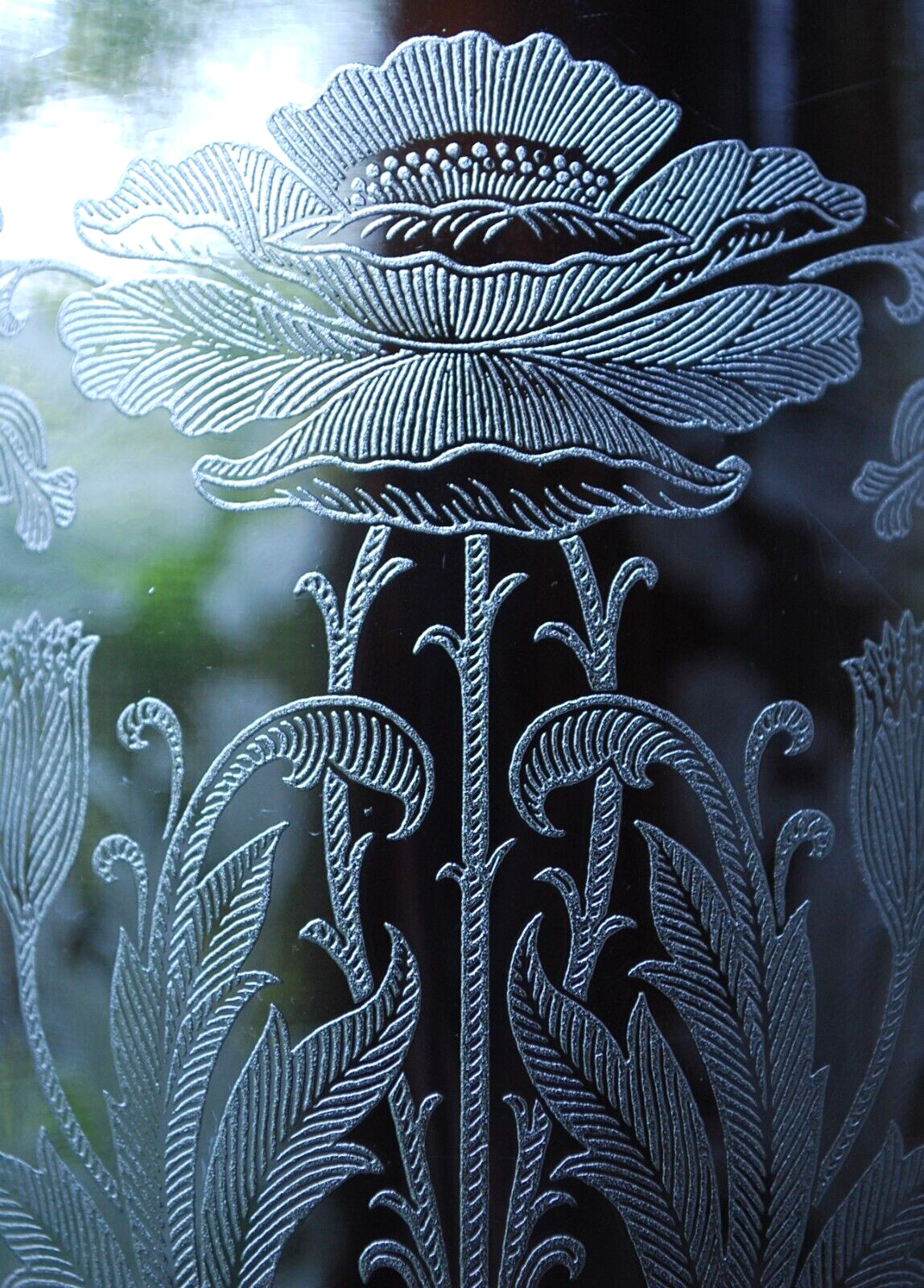 Set 2 TIFFIN FRANCISCAN Crystal Hurricane Lampshades FLANDERS CLEAR ETCH POPPIES