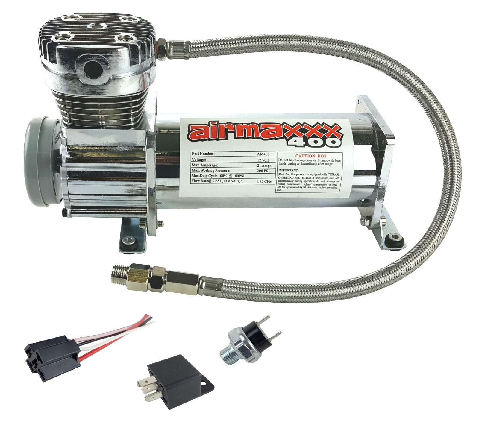 airmaxxx Chrome 400 Air Compressor For Air Ride Suspension System 120 On 150 Off