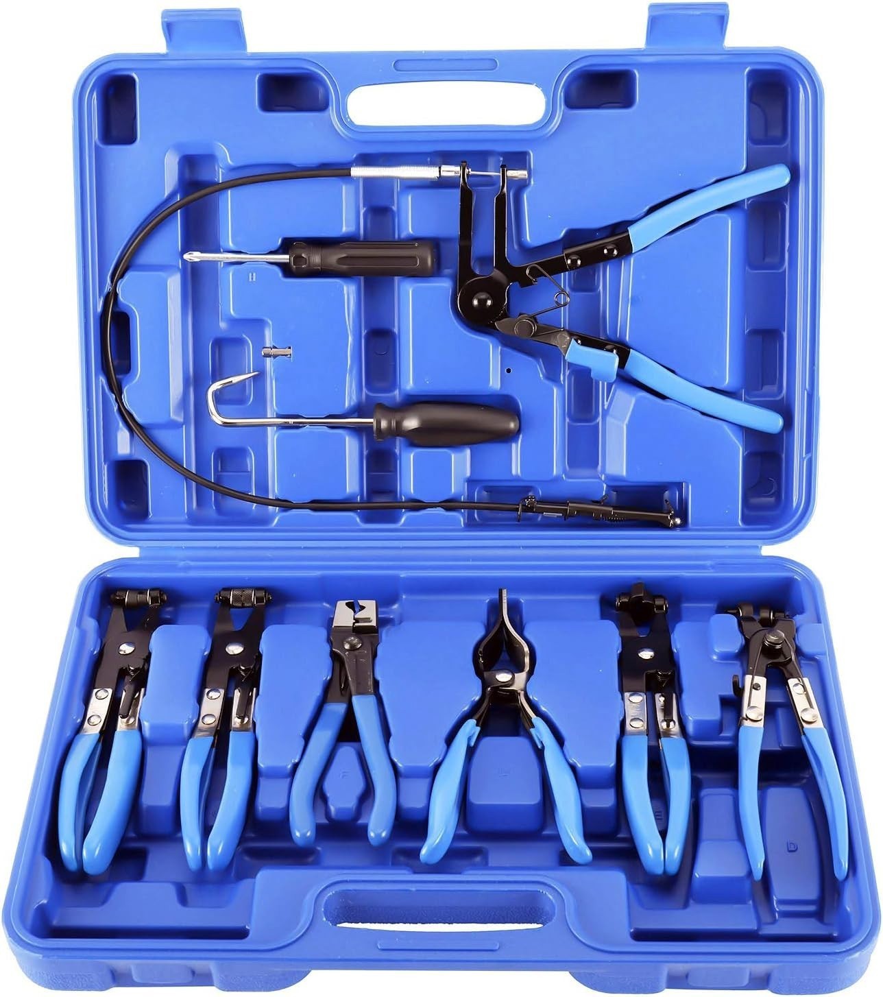 10Pc Hose Clamp Clip Remover Pliers Wire Long Reach Kit Fuel Oil Water Hose Tool