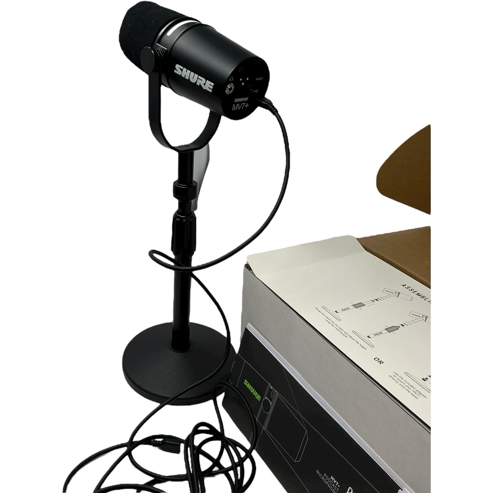 Shure MV7+ Hybrid Output USB-C & XLR Podcast Microphone & Desktop Stand Black