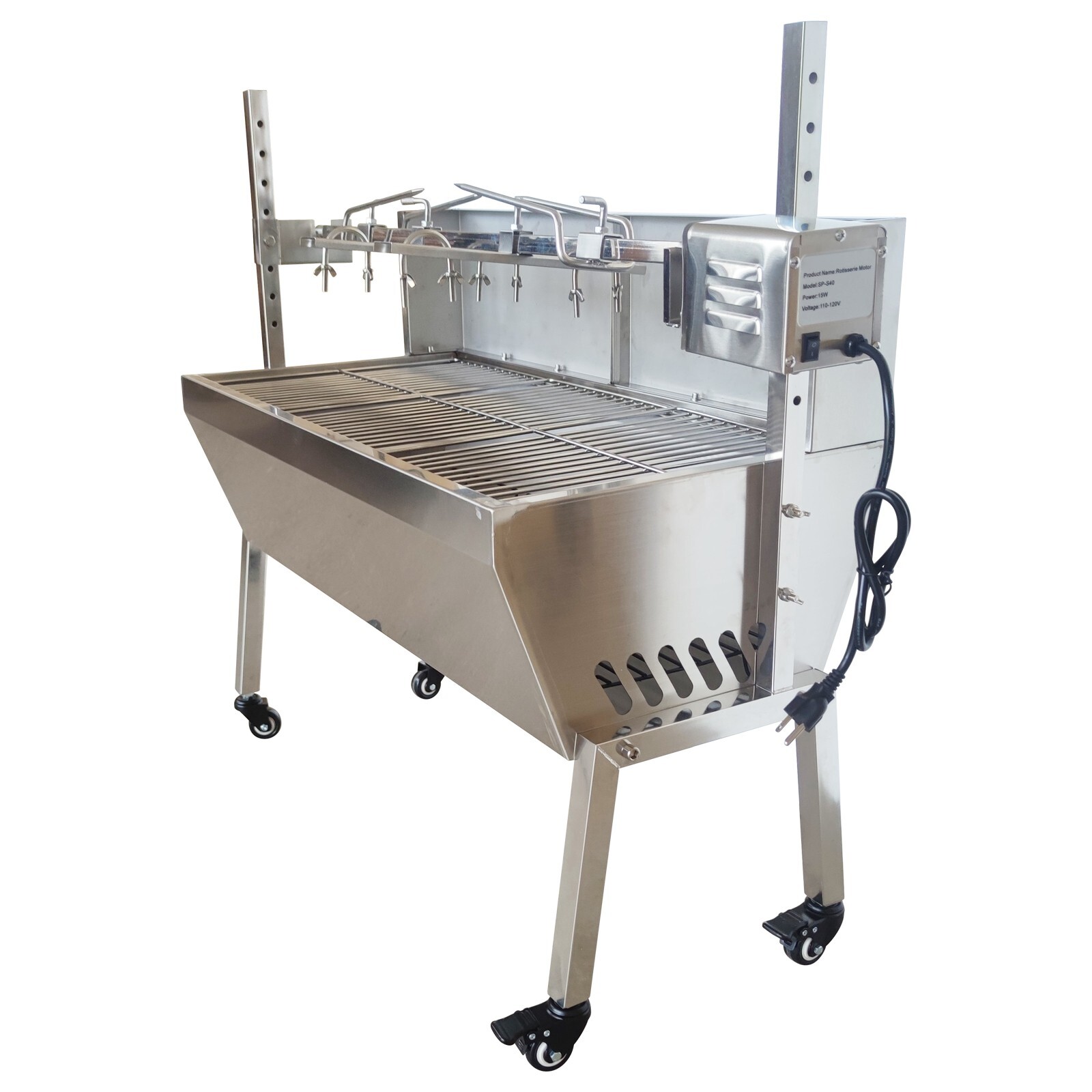 35" BBQ Grill Pig Whole Lamb Grill Motor Rotisserie Kit Electric Spit Roaster