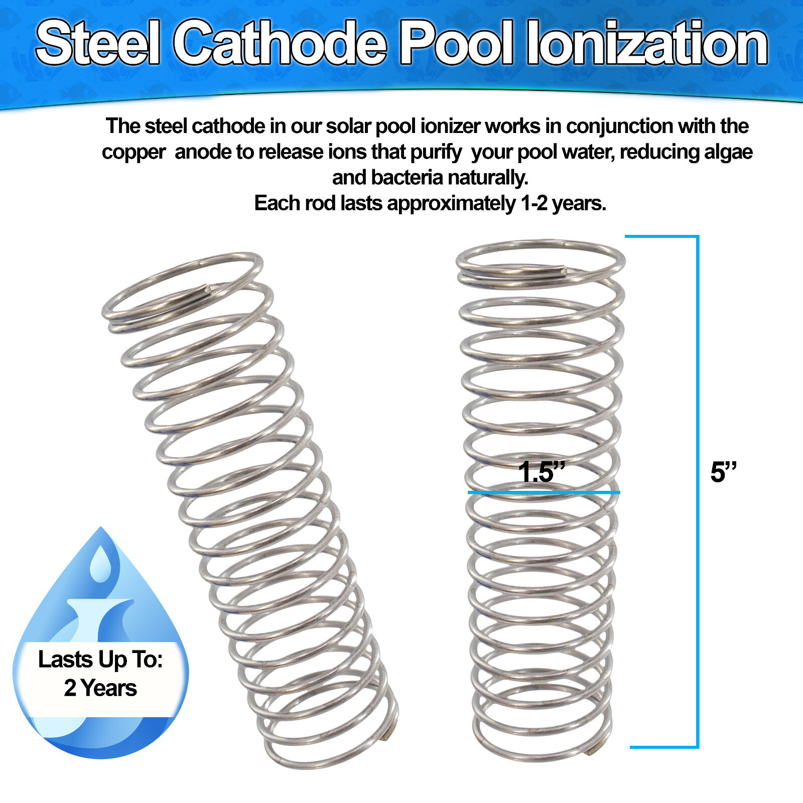 Solar Pool Ionizer w Copper & Steel Anode - Pool Water Cleaner Swimming Pools