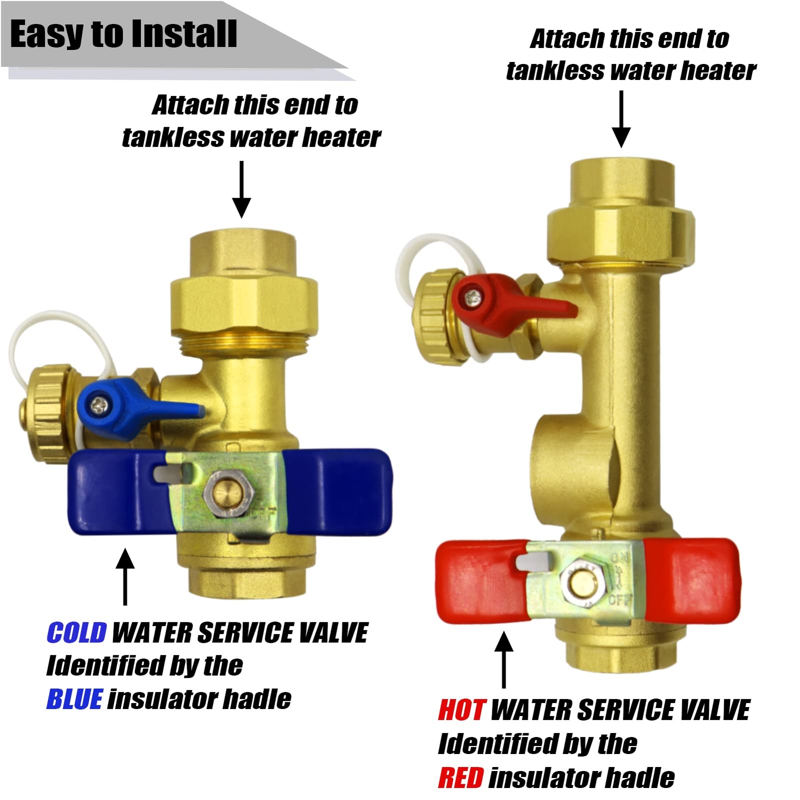 3/4 inch Tankless Water Heater Isolation Valve Kit Pressure Relief CSA approved