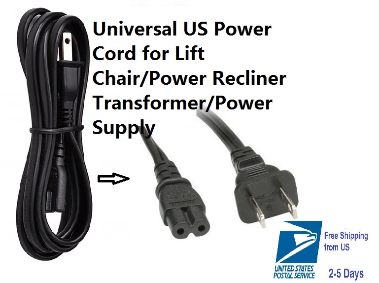 AC Power Cord for Pride,Okin,Limoss,Ashley Electric Lift Chair Power Recliner