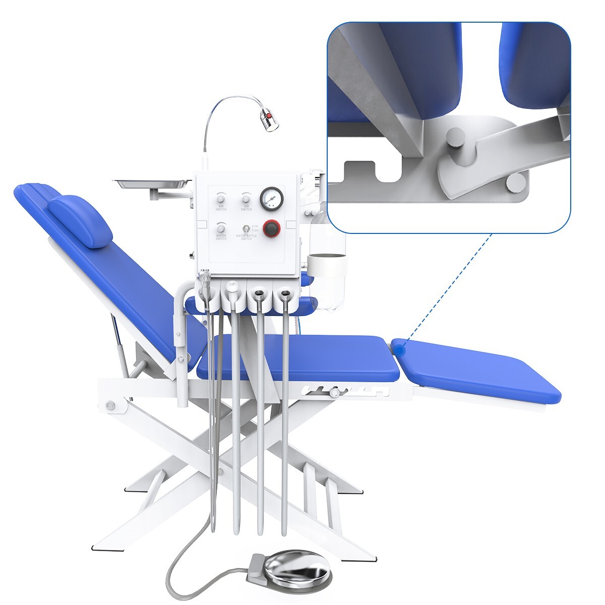 Silla de unidad dental móvil portátil Lámpara LED con unidad de turbina 4Hole