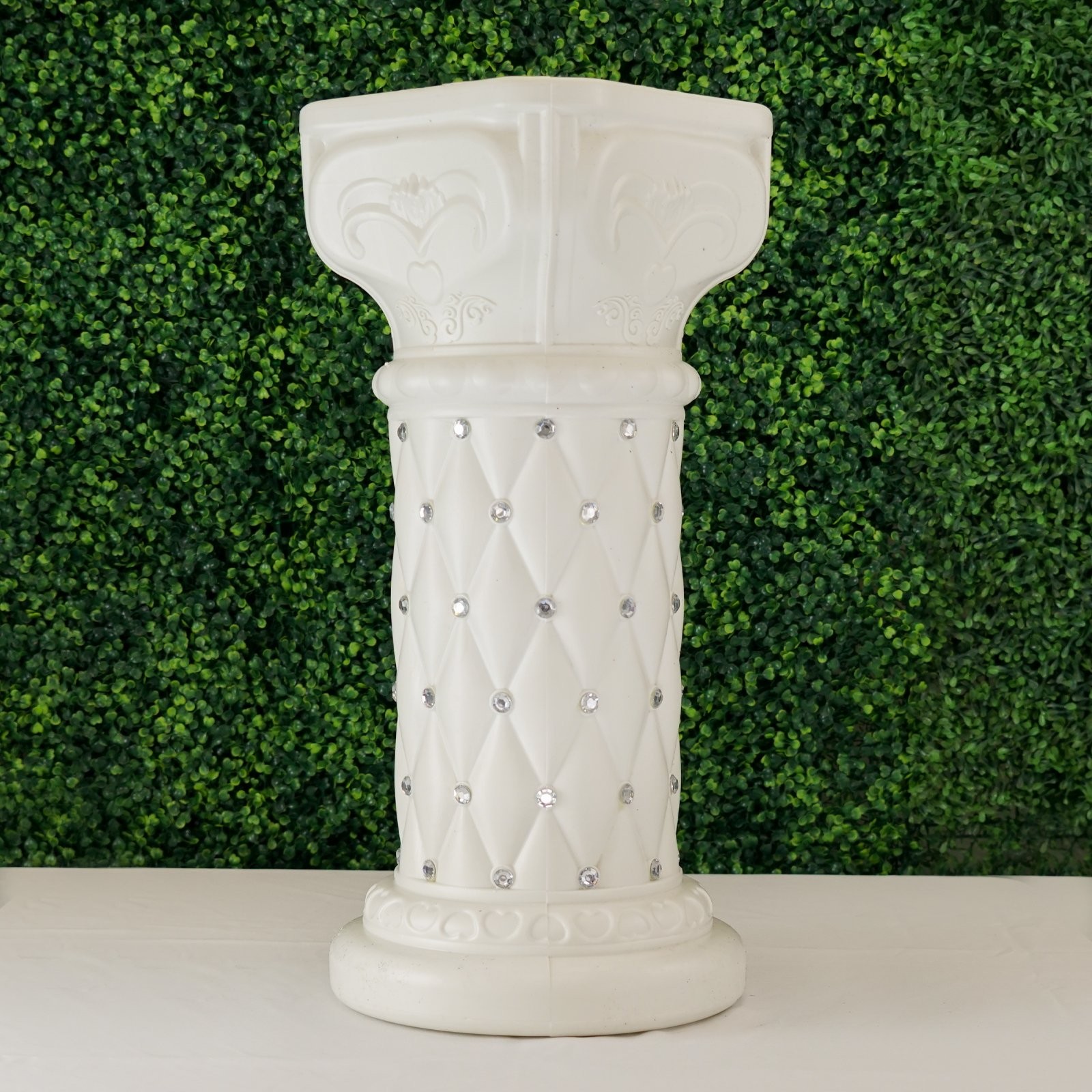 2 White 25" French Columns PLANT PEDESTAL STANDS Crystal Beads Party Supplies