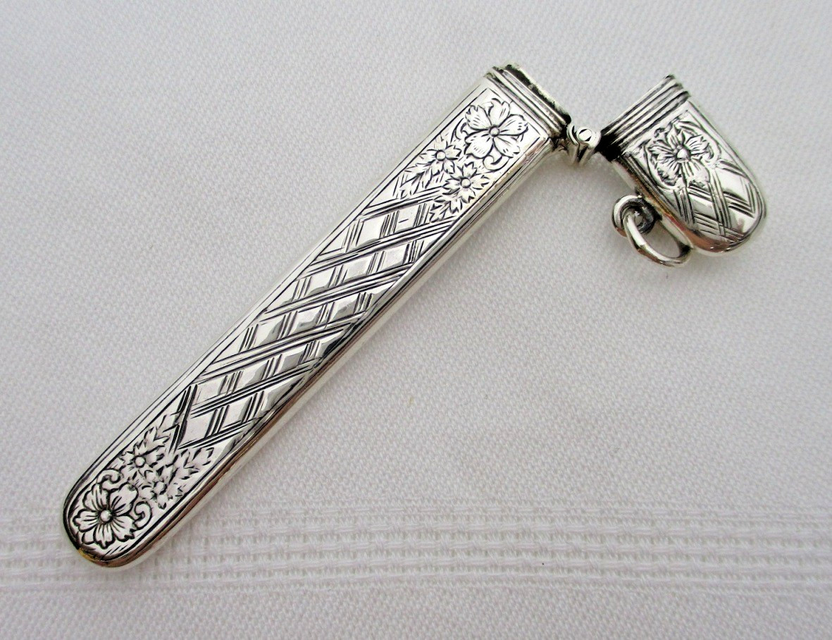 REO sterling silver needle case pendant collectible sewing notion