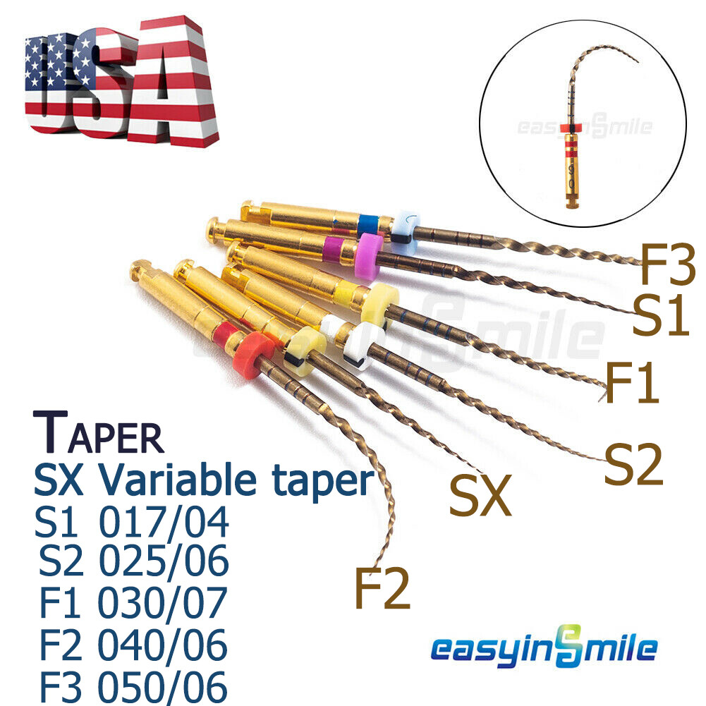 6pcs Endodontic Dental Endo Files Rotary NITI Files X-Pro Gold Taper 21/25/31MM