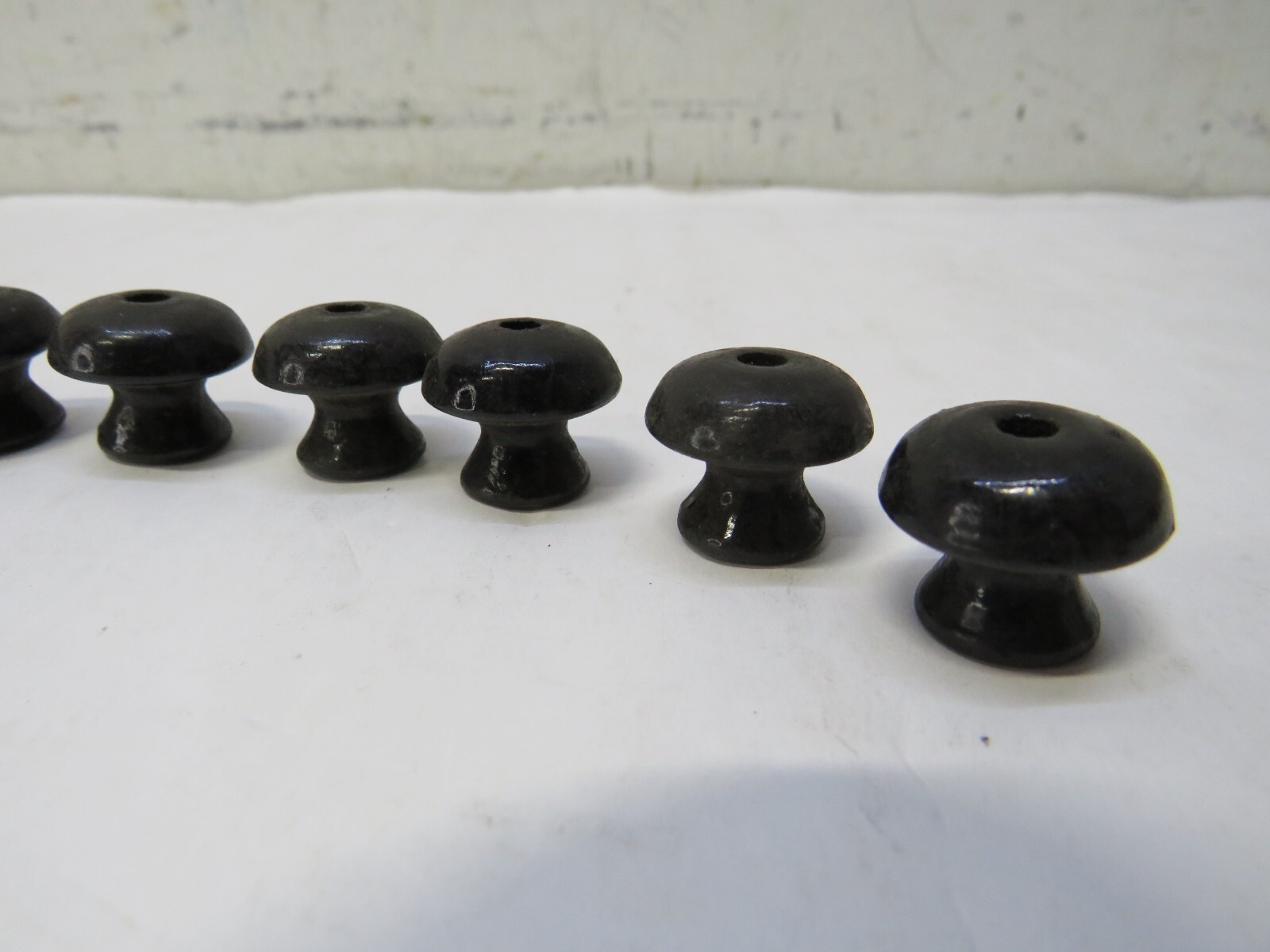 Lot of 10 NOS 1800's Antique small wooden Black Round Drawer Handles knobs pulls