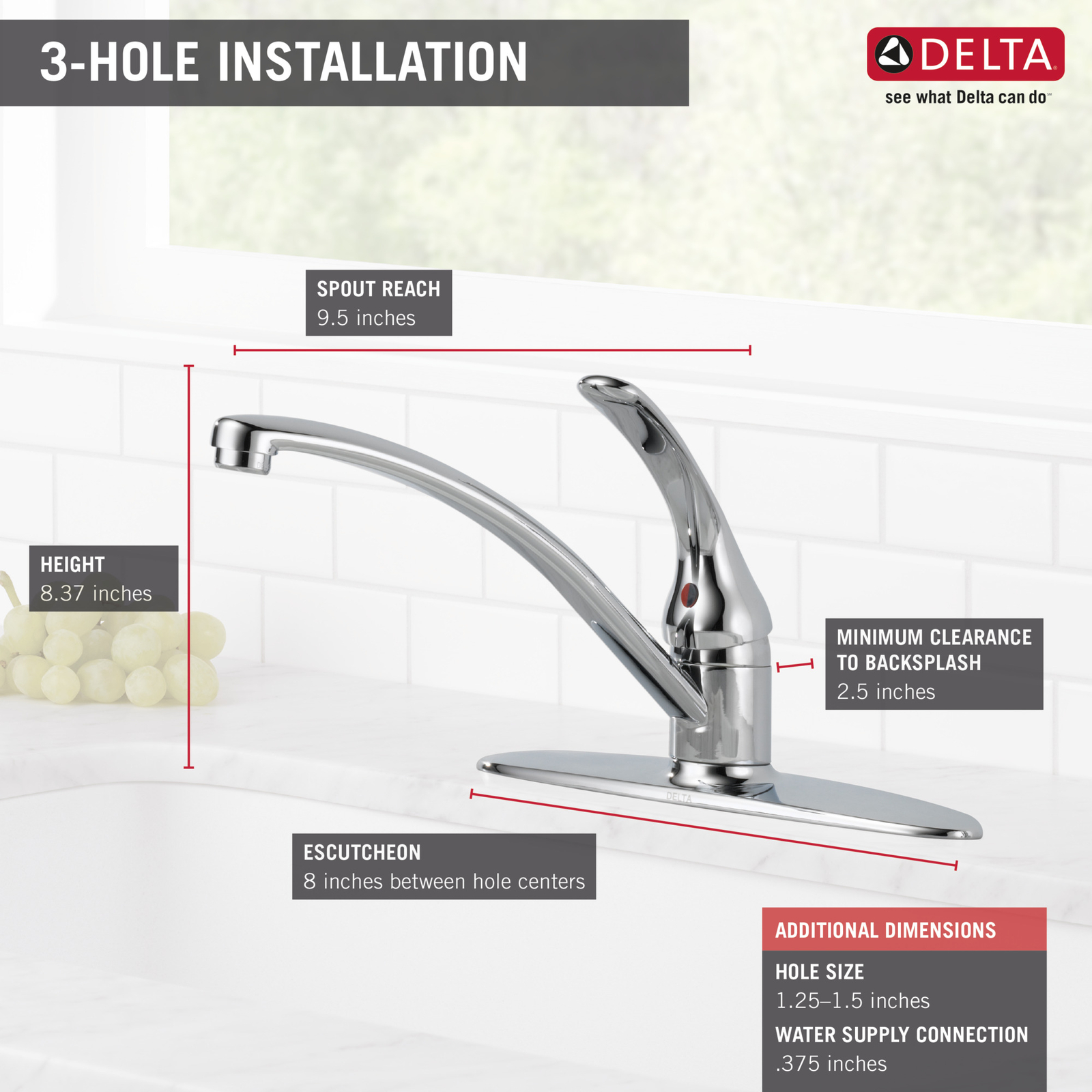 Delta Foundations 1-Handle Kitchen Faucet Chrome-Certified Refurbished