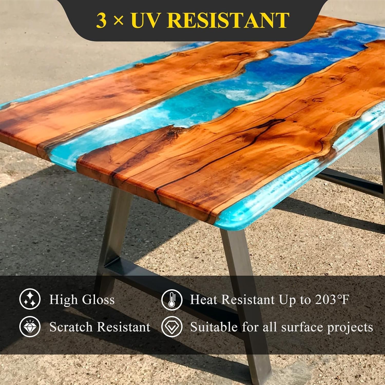 68OZ 3×UV Resistant Resin Kit,No Bubble & Crystal Clear Epoxy Resin for Coating,