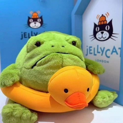 Jellycat Retired Ricky Rain Frog with Rubber Ring Duck - Brand New With Tags