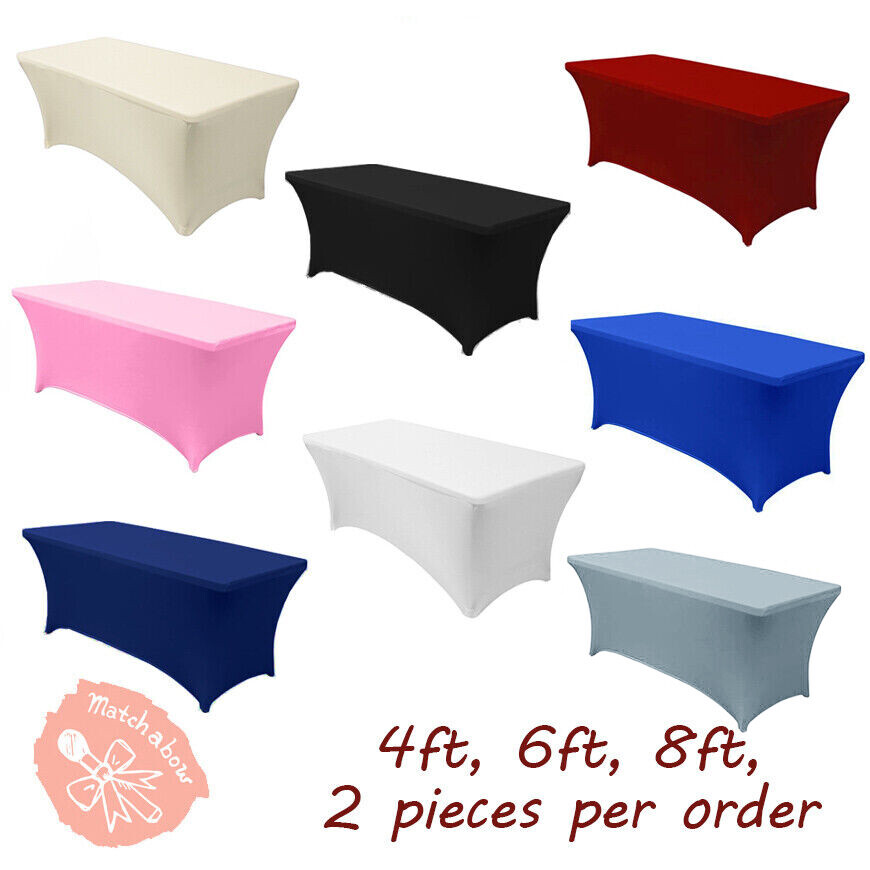 2pcs Spandex 4ft ,6ft ,8ft  Stretch Fitted Tablecloth Table Cover Wedding Event