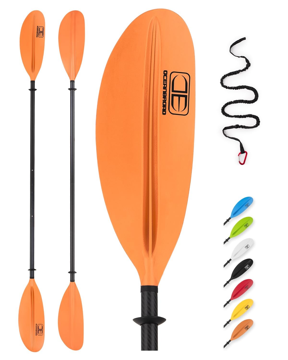 Best OCEANBROAD Adjustable Carbon Fiber Kayak Paddle 86in/220cm to 94in/240cm