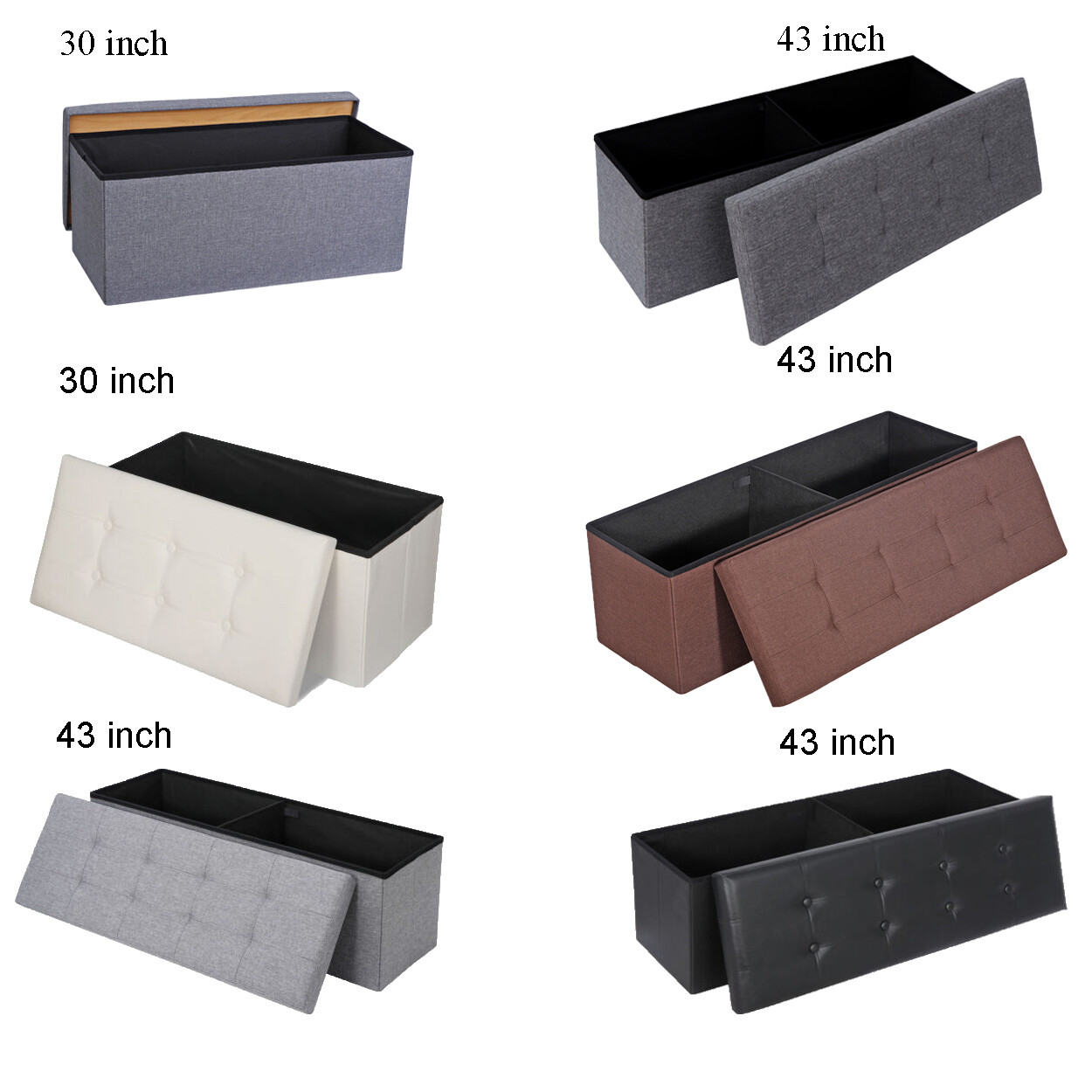 Storage Ottoman Bench Foot Rest Stool for Bedroom Entryway Living Room