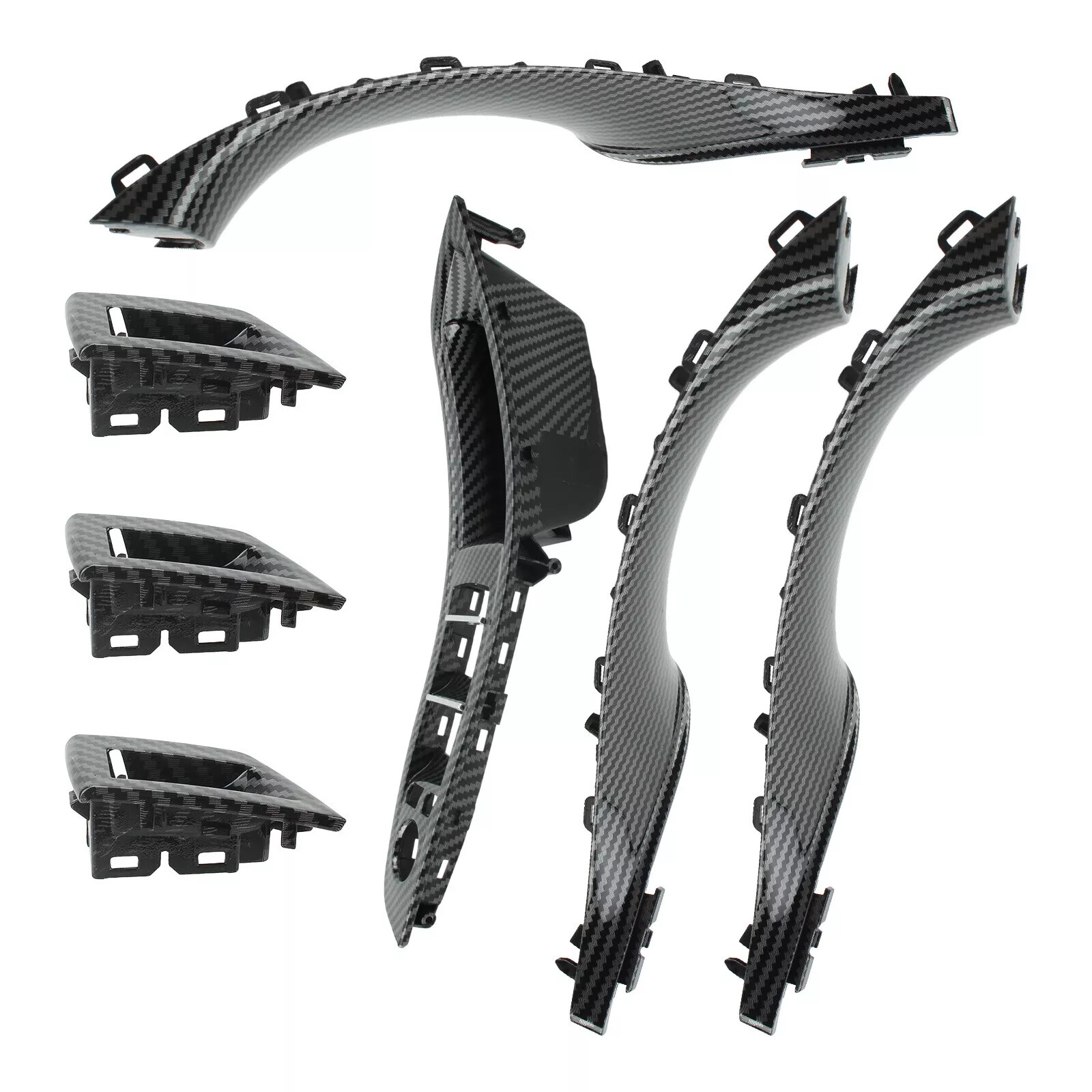 Inner Door Panel Handle Pull Trim Cover For BMW F10 F11 520i 528i Carbon Fiber