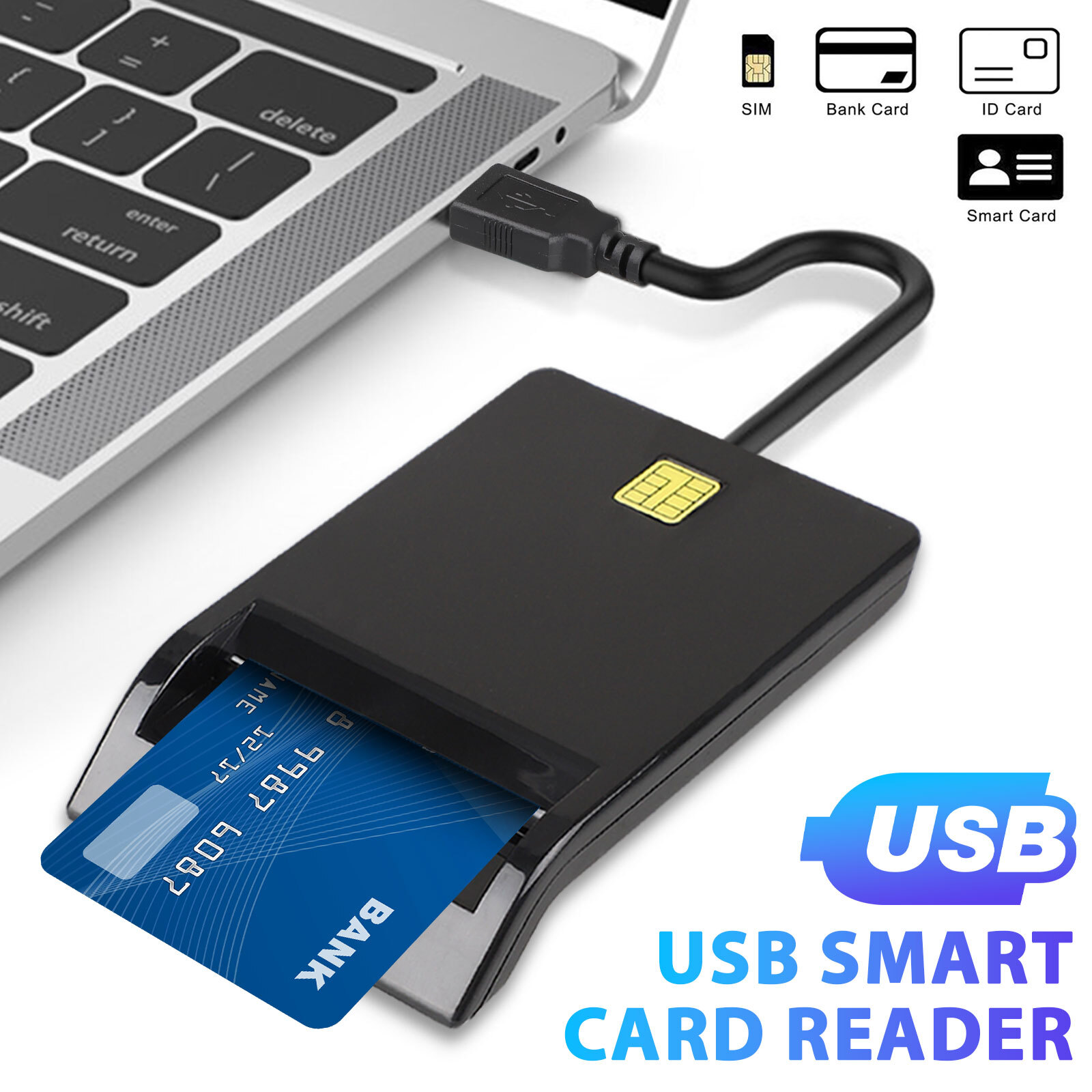 USB 2.0 CAC Reader DOD Military Common Access for ID IC Bank Credit Smart Card