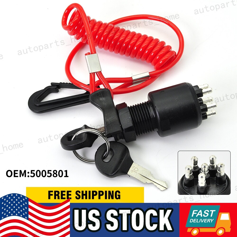 Ignition Key Switch w/Lanyard for Johnson Evinrude OMC BRP 5005801 765562 175974