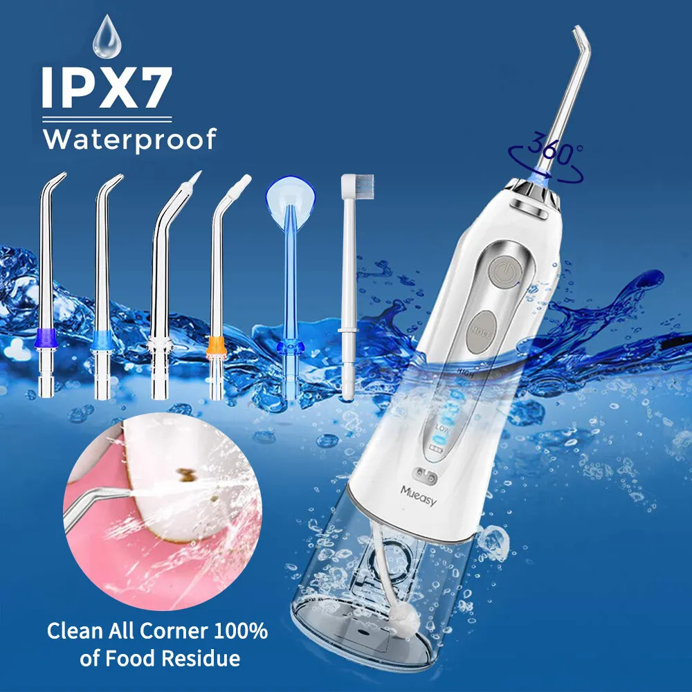 Water Cordless Water Flosser Dental Oral Irrigator Teeth Cleaner Floss 6 Tips