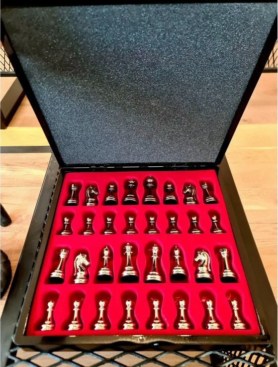 Luxury Chess Set with Storage 14.5" Marble & Wood Board Handmade Christmas Gifts