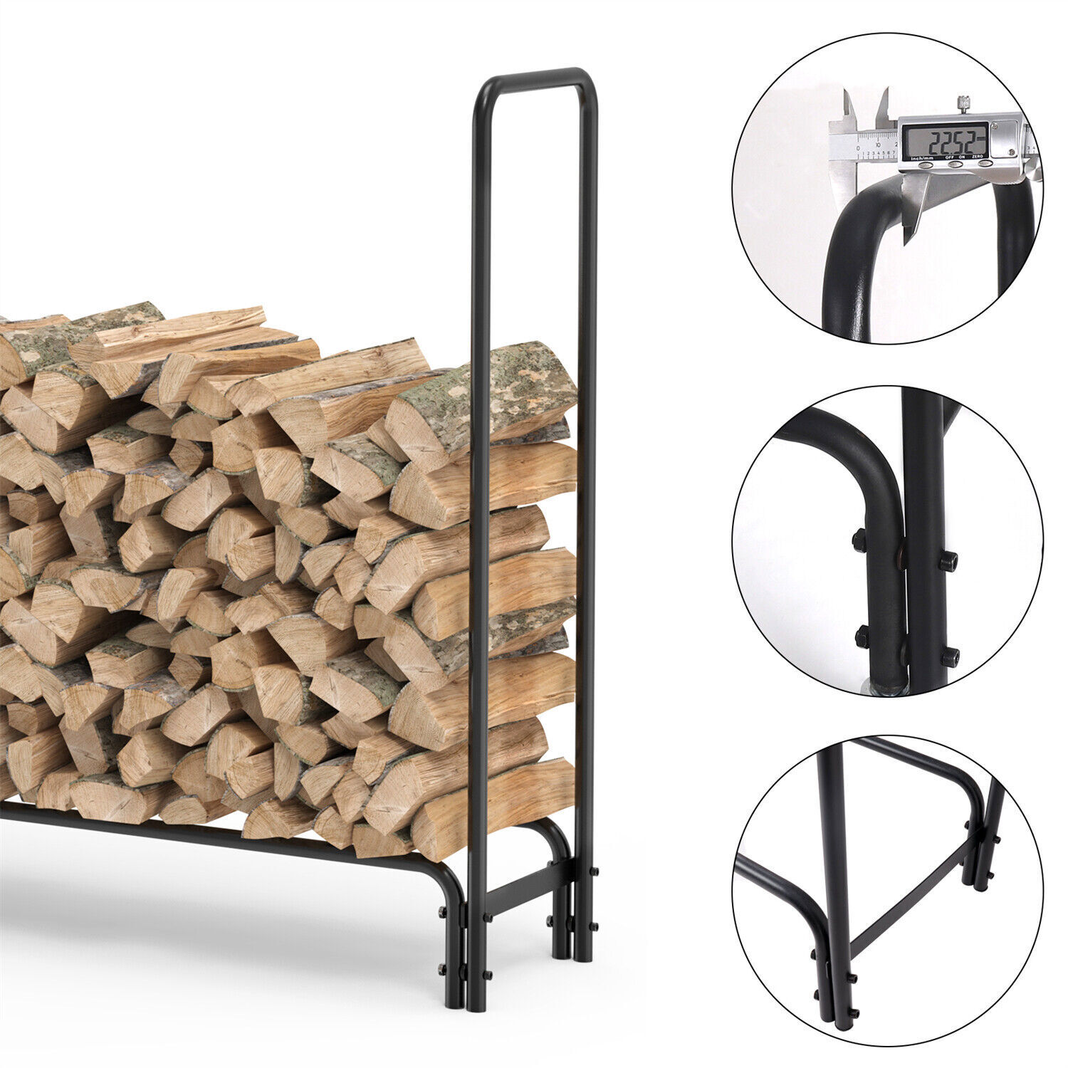 XXL Steel Firewood Rack Freestanding Fire Log Wood Large Holder Storage Solution