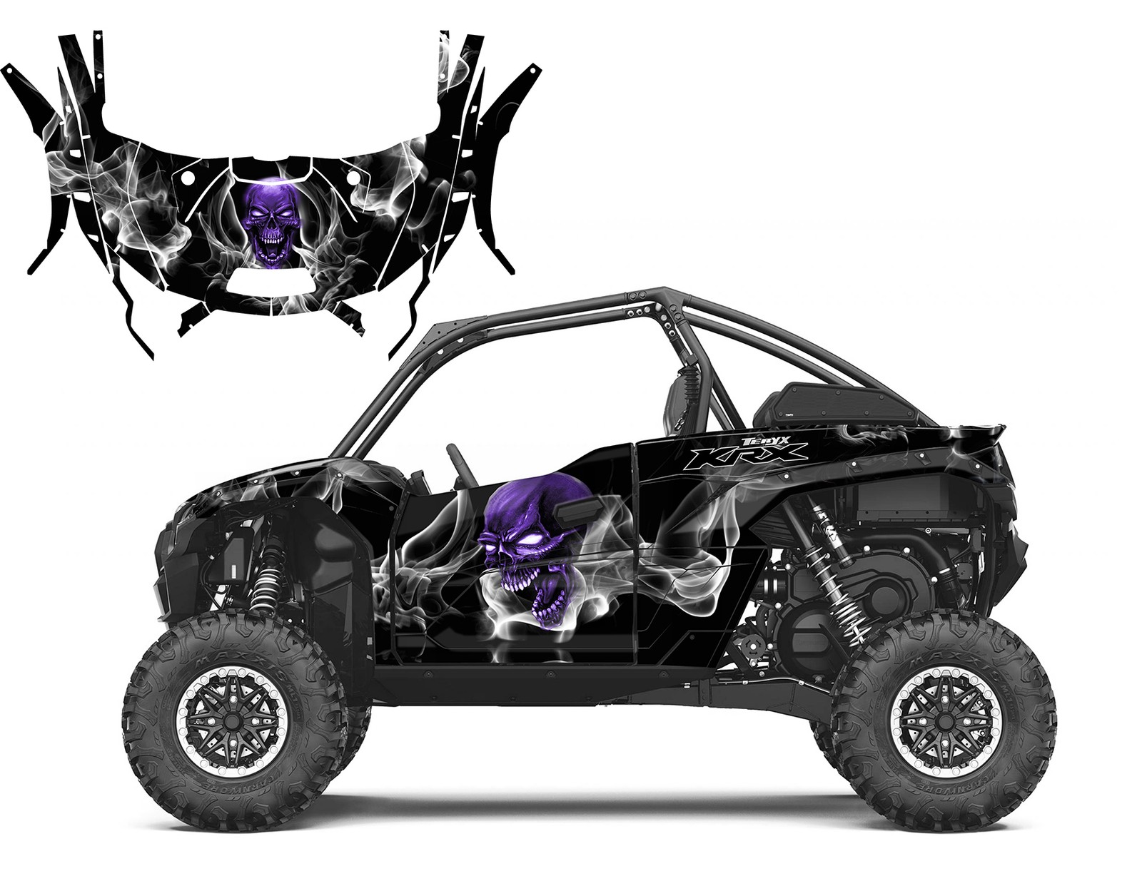 Custom graphic decal kit for Kawasaki KRX 1000 Design #6660 Smokey Skull