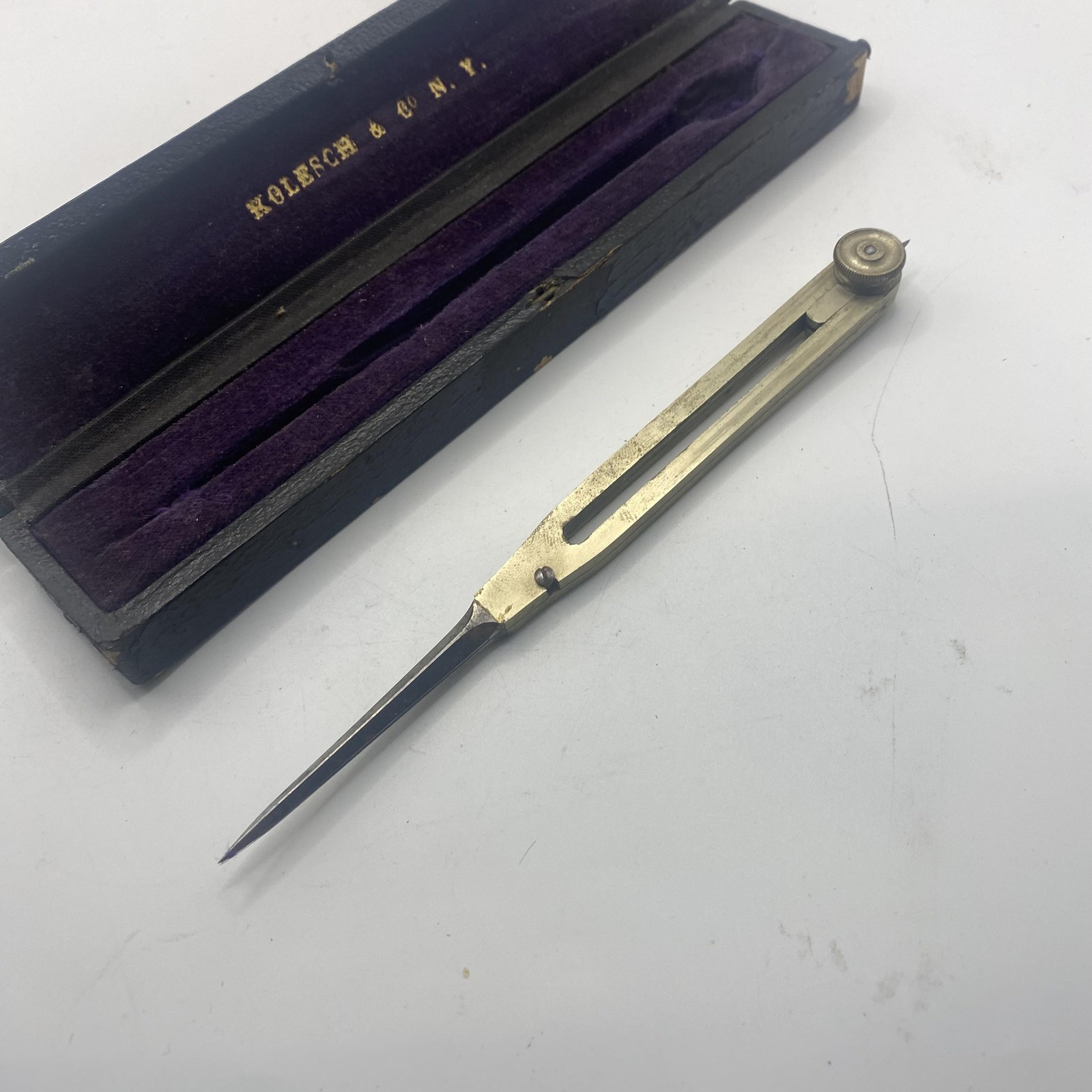 Vintage Kolesch & Co NY Brass Proportional Divider Drafting Tool Original Box