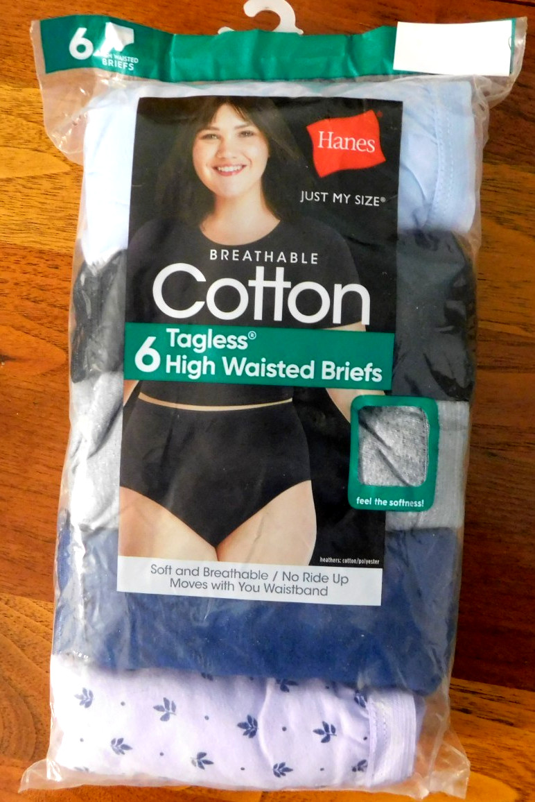 Hanes JUST MY SIZE Womens Plus Sz 14 /6XL Hi Waist Cotton Briefs 6 Pk Assorted