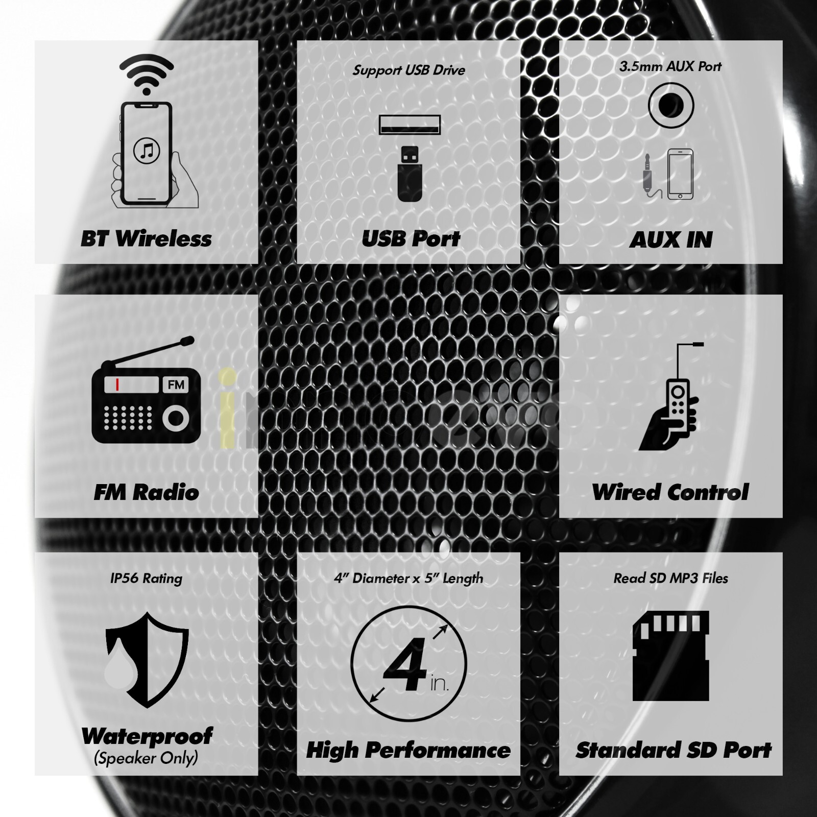 1000W Amp Bluetooth Waterproof ATV UTV RZR Polaris Stereo Speakers Audio System