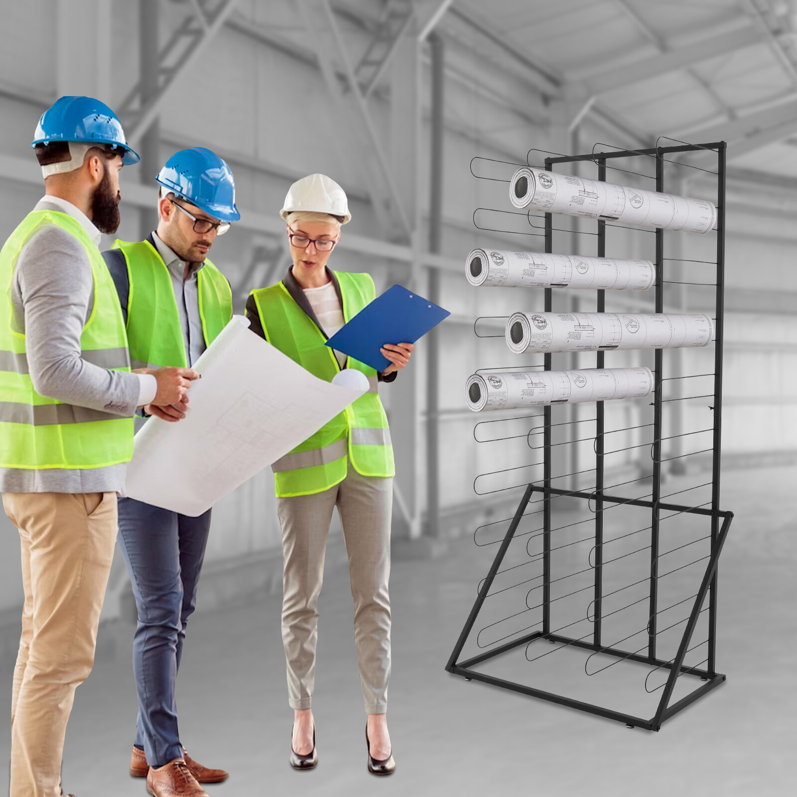 Vinyl Roll Storage Rack, Durable Floor Organizer with 40 Shelves