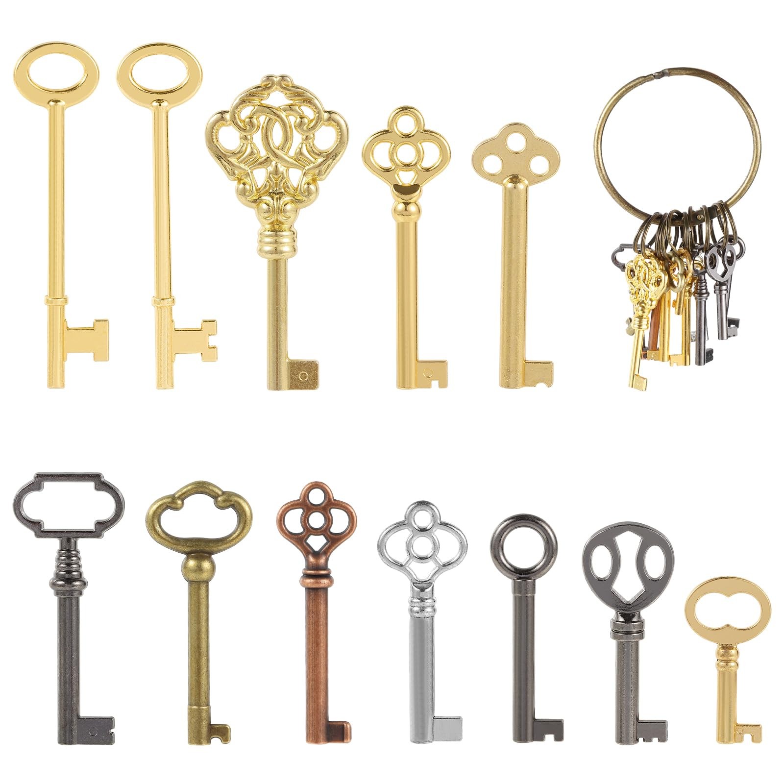 12PCS Hollow Barrel Universal Skeleton Key for Vintage Furniture and Locks