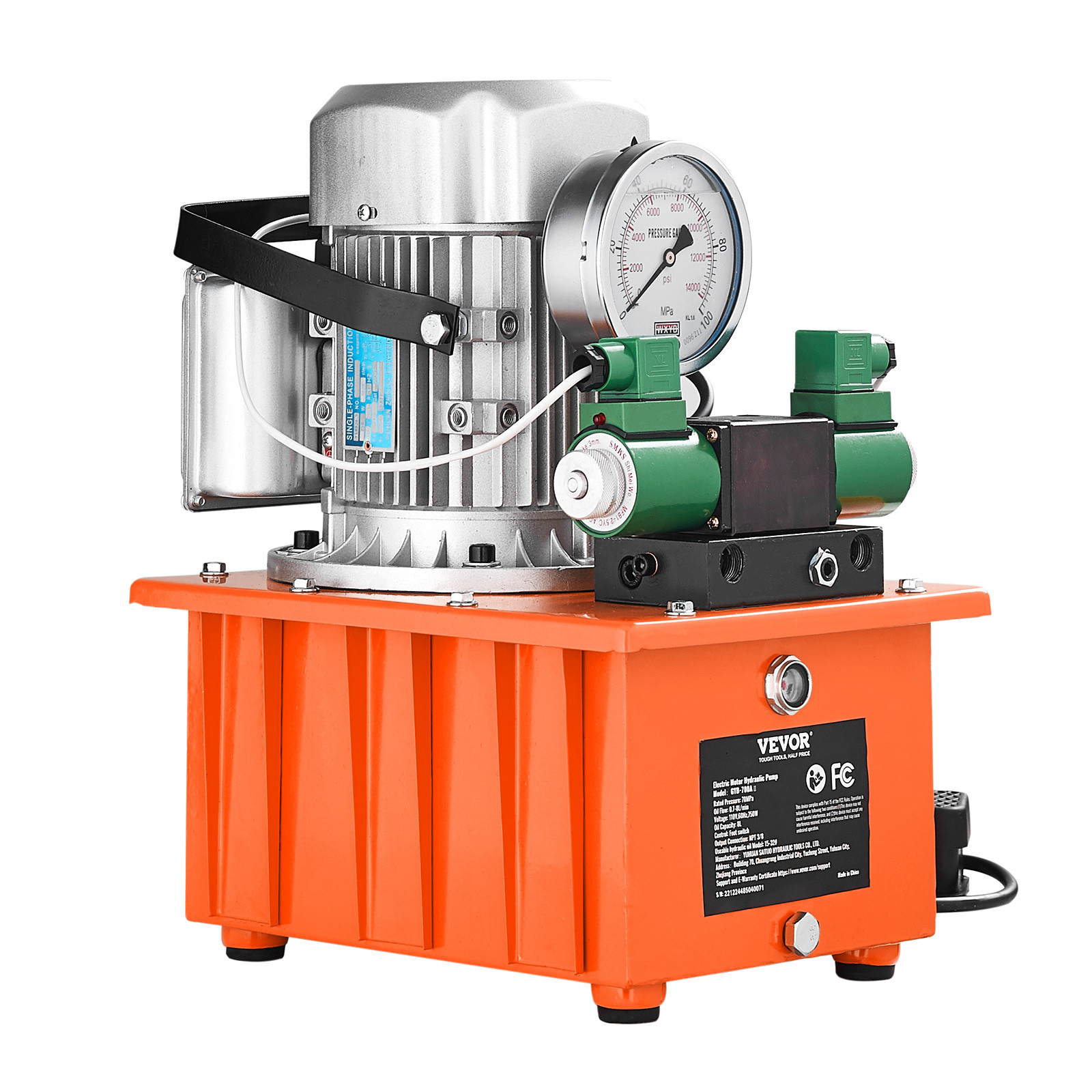 Electric Hydraulic Pump Double Acting Oil Pump 10000 PSI 8L Solenoid Valve