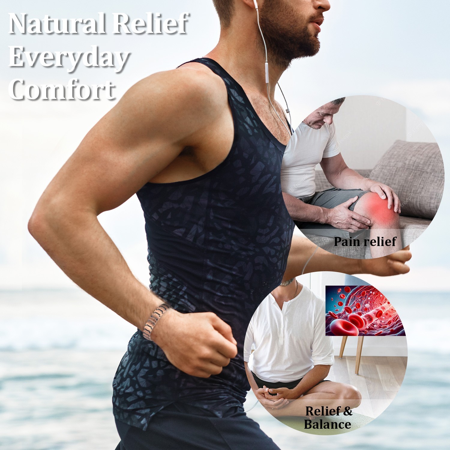 Men’s Copper Magnetic Bracelet – Hematite, Germanium, FIR, Adjustable