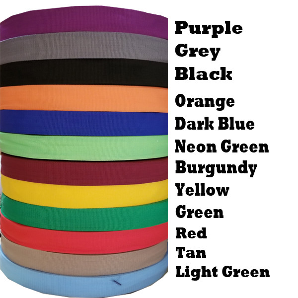 1" 2" 1.5" Inch Polypropylene Webbing Tan Orange PP Strap 5/10/yard Color