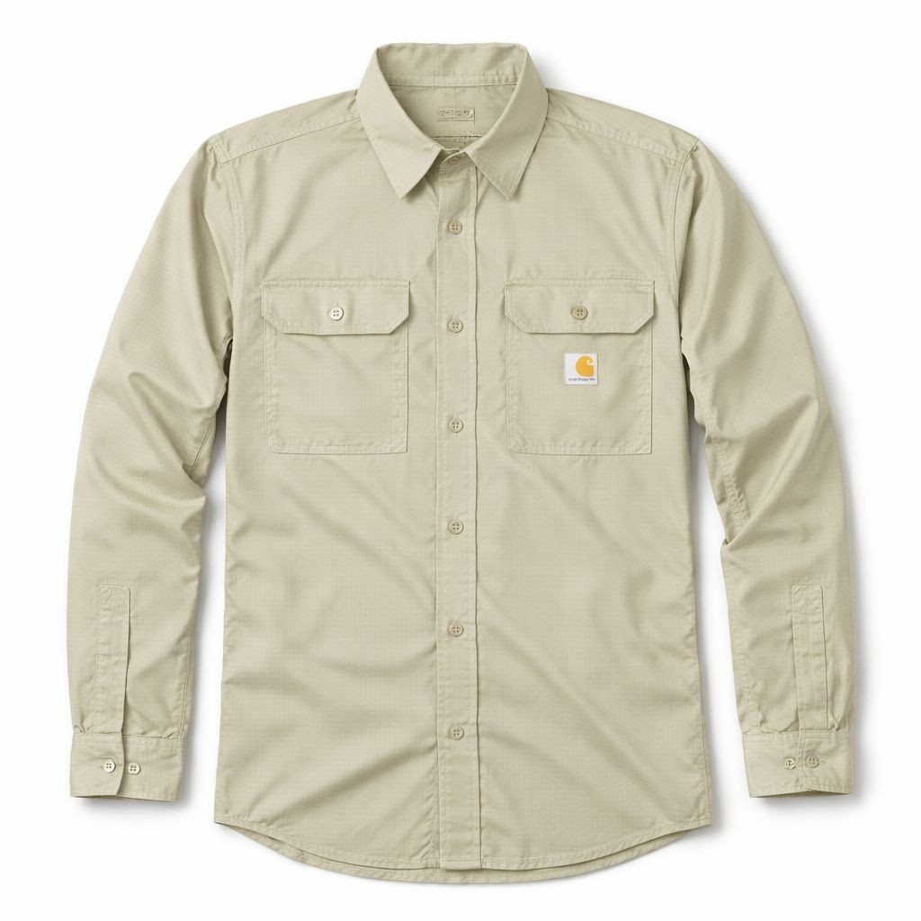 Carhartt Mens Long-Sleeve Button-Down Work Shirt, Tan